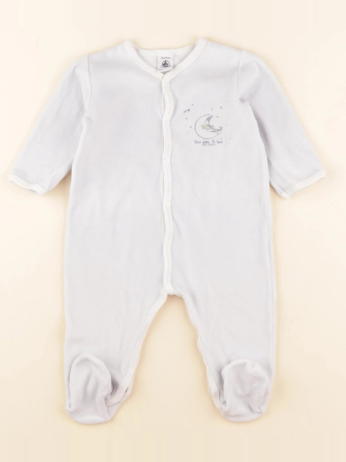 Petit Bateau - pyjama velours bleu - 12 mois