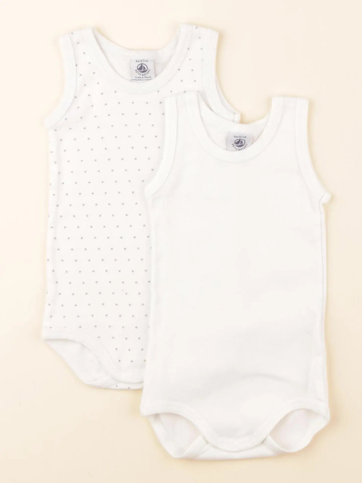 Petit Bateau - lot de 2 bodies en coton blanc - 6 mois