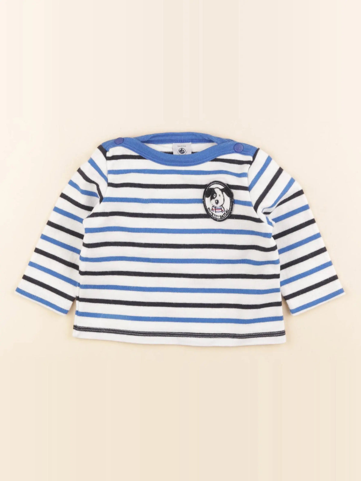 Petit Bateau - tee-shirt bleu, blanc - 6 mois