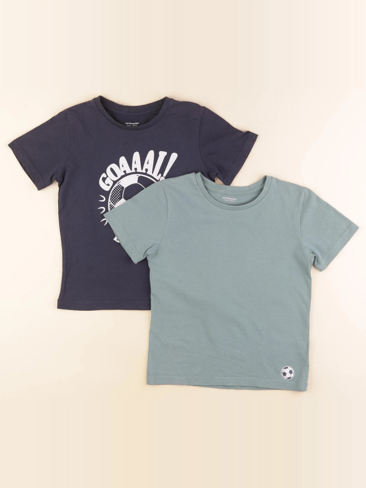 Vertbaudet - lot de 2 tee-shirts bleu, vert - 8 ans