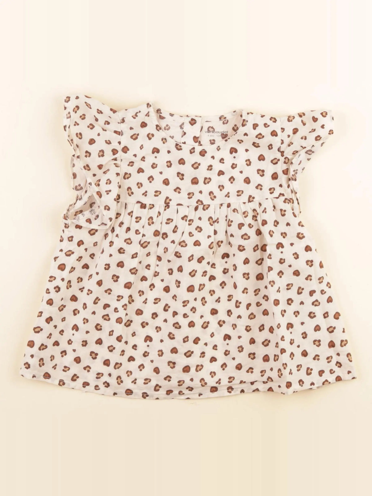 Vertbaudet - blouse blanc, marron - 4 ans