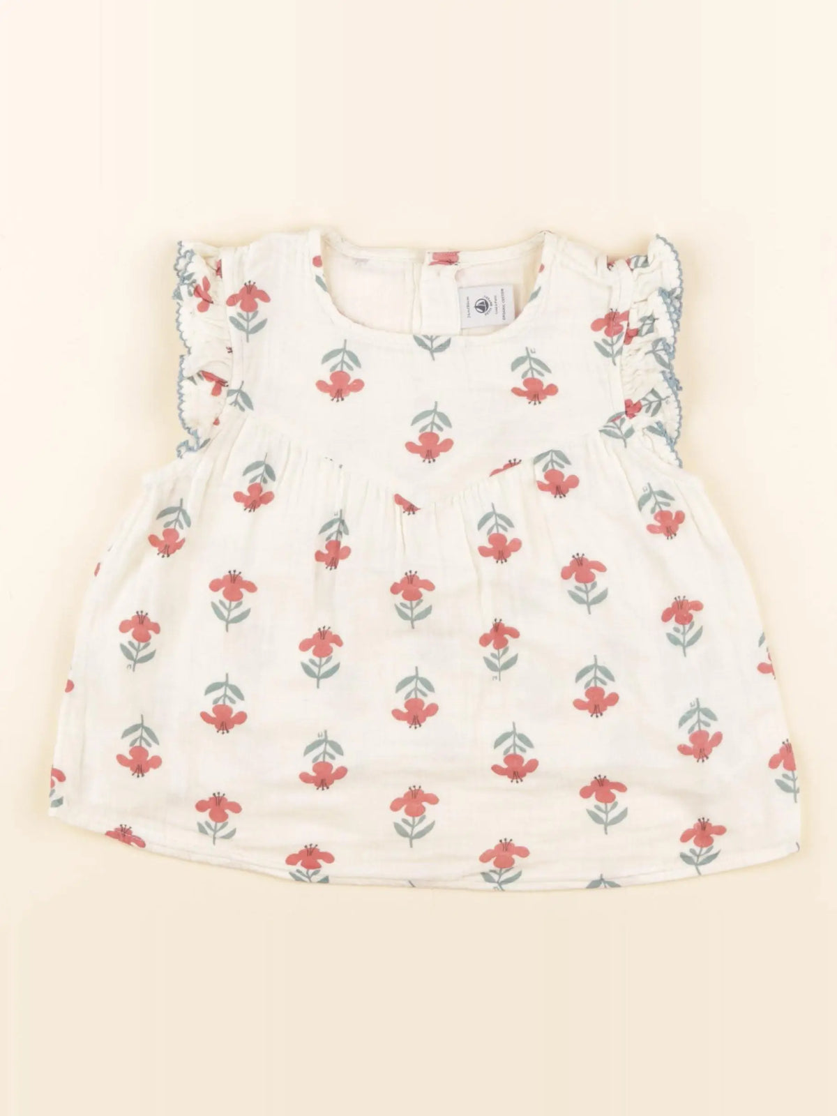 Petit Bateau - blouse beige, rouge - 24 mois