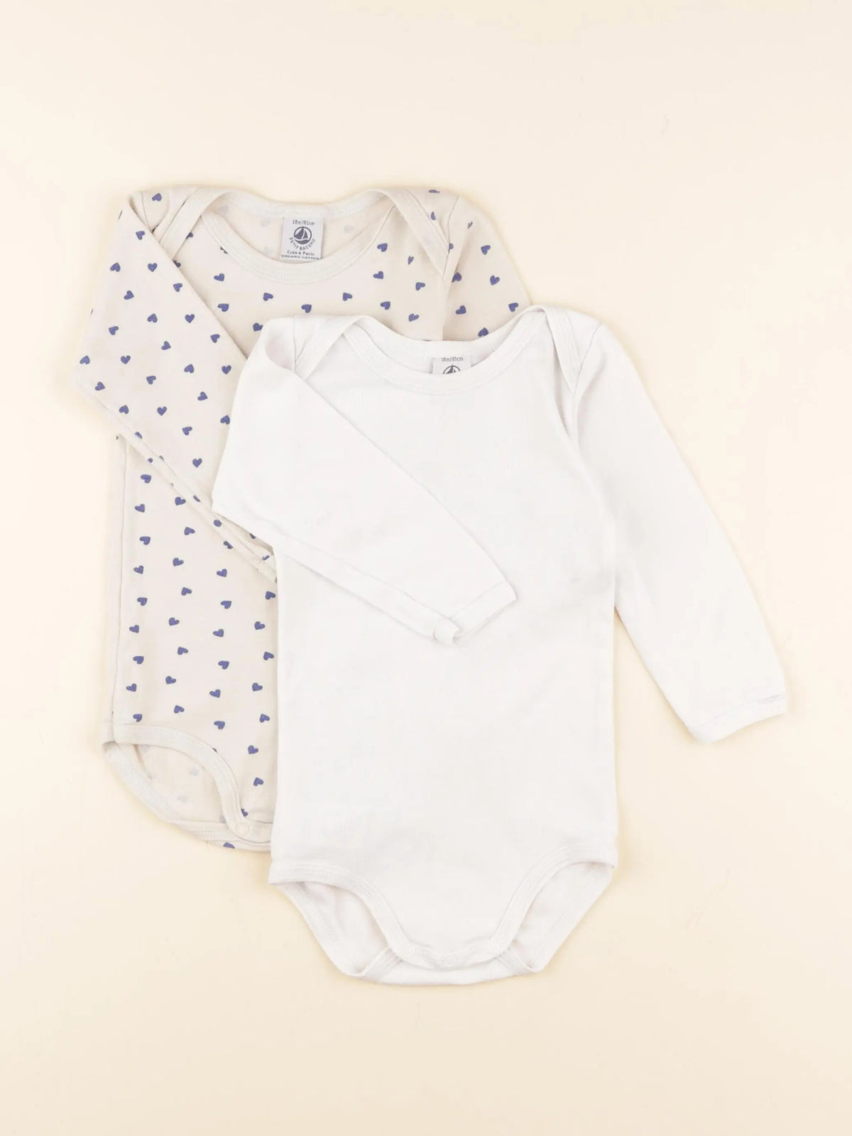 Petit Bateau - lot de 2 bodies en coton bleu, blanc - 18 mois