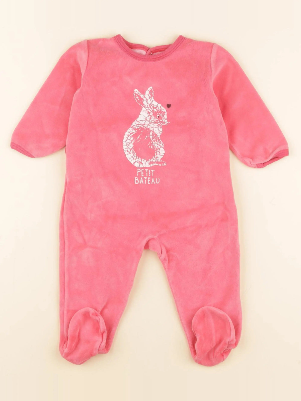 Petit Bateau - pyjama velours rose - 12 mois