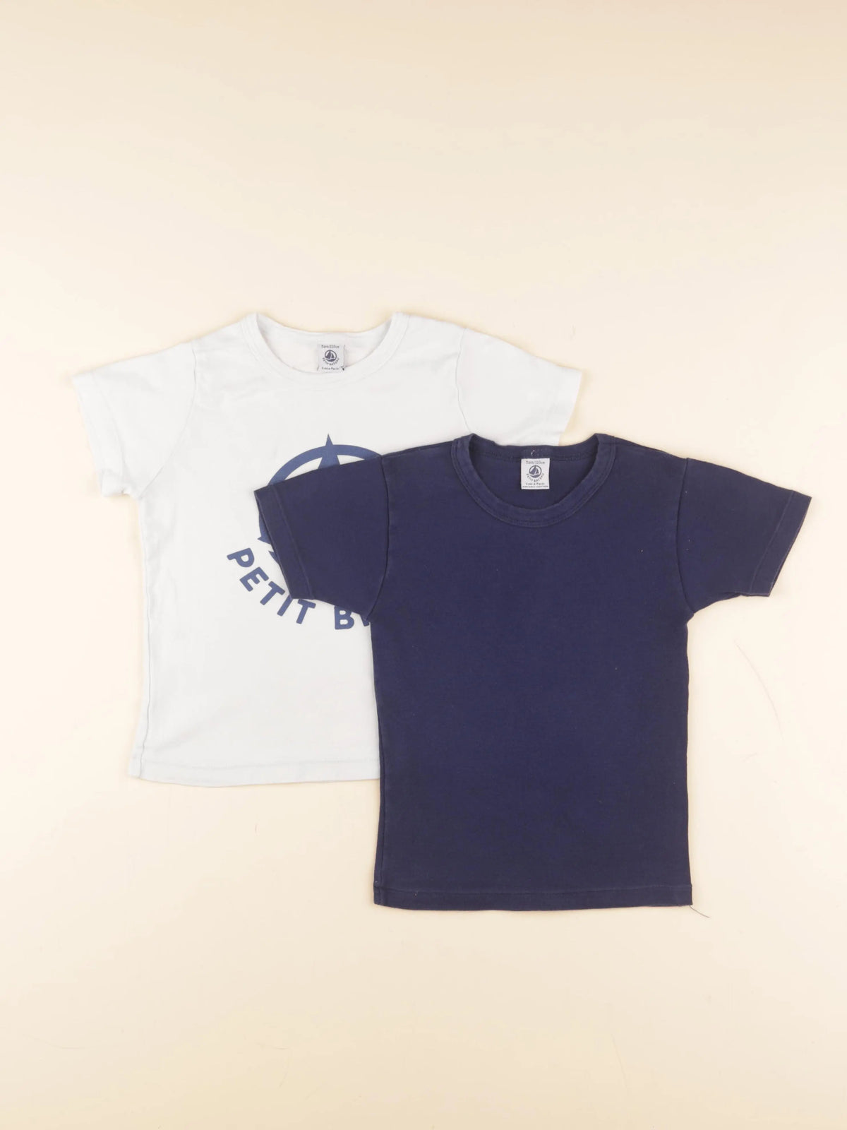 Petit Bateau - lot de 2 maillots de corps blanc, bleu - 5 ans