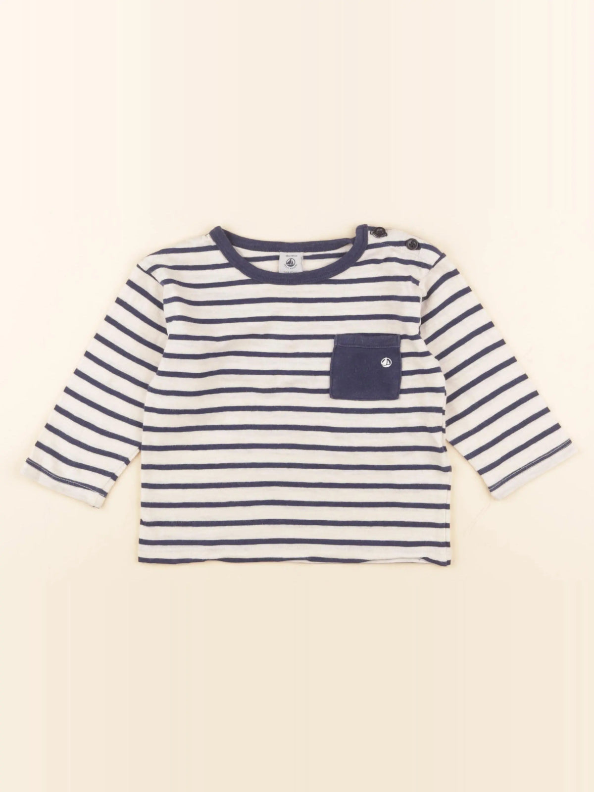 Petit Bateau - tee-shirt beige, bleu - 18 mois