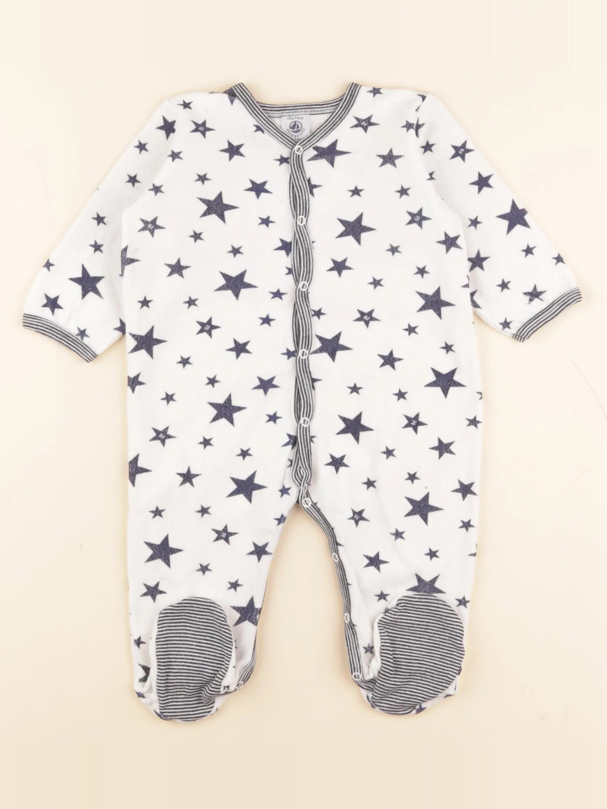 Petit Bateau - pyjama velours blanc - 12 mois