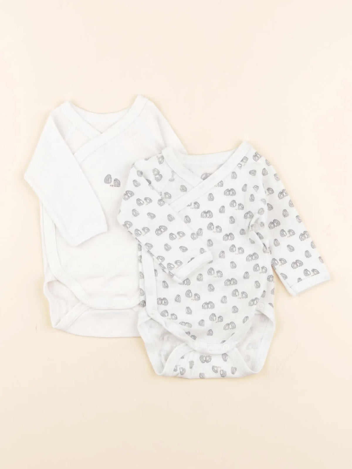 Petit Bateau - lot de 2 bodies en coton blanc - 0 mois