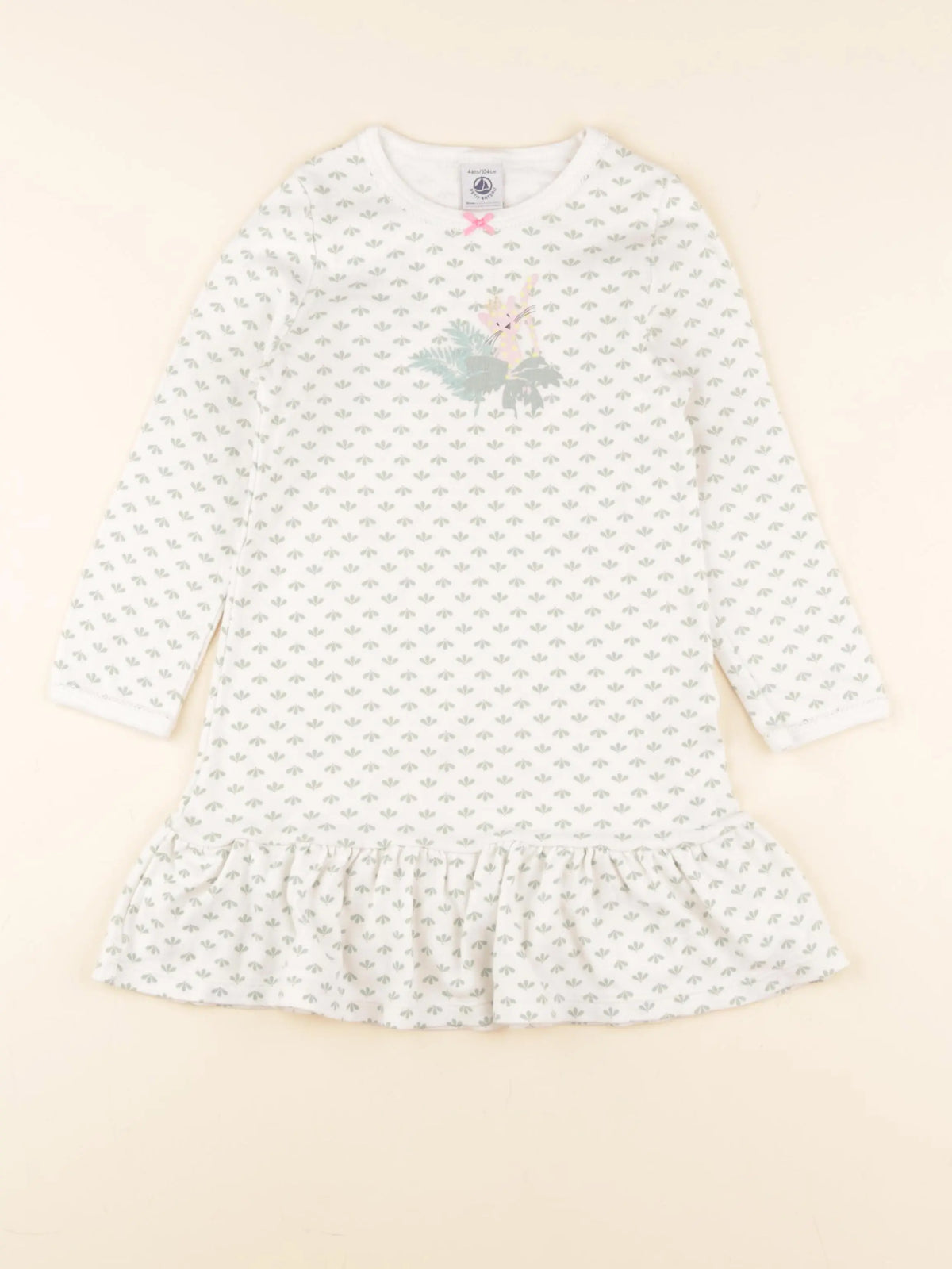 Petit Bateau - chemise de nuit coton blanc - 4 ans
