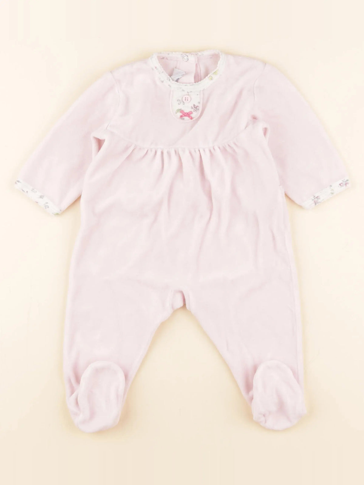 Petit Bateau - pyjama velours rose - 6 mois