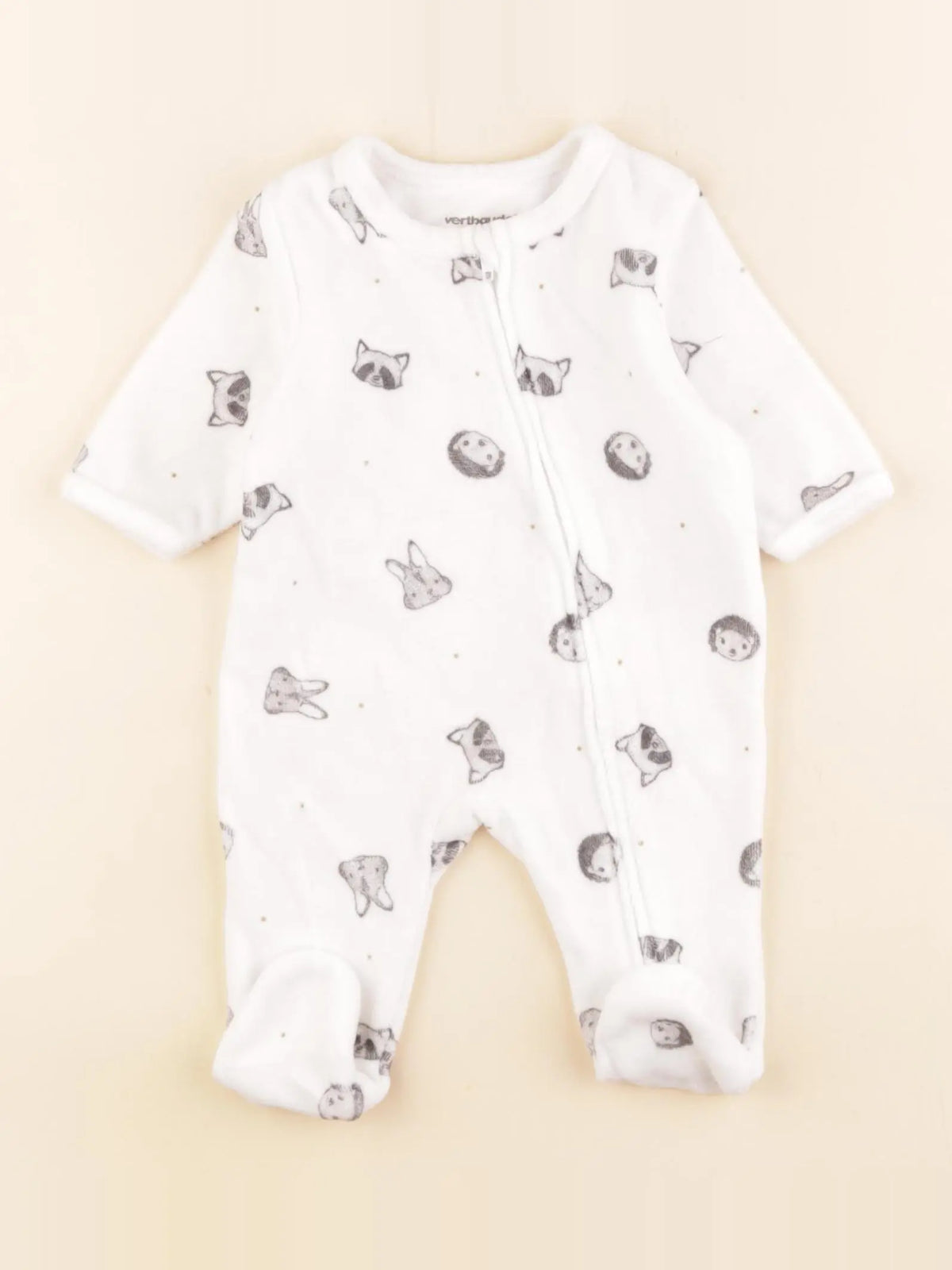 Vertbaudet - pyjama velours blanc - 1 mois