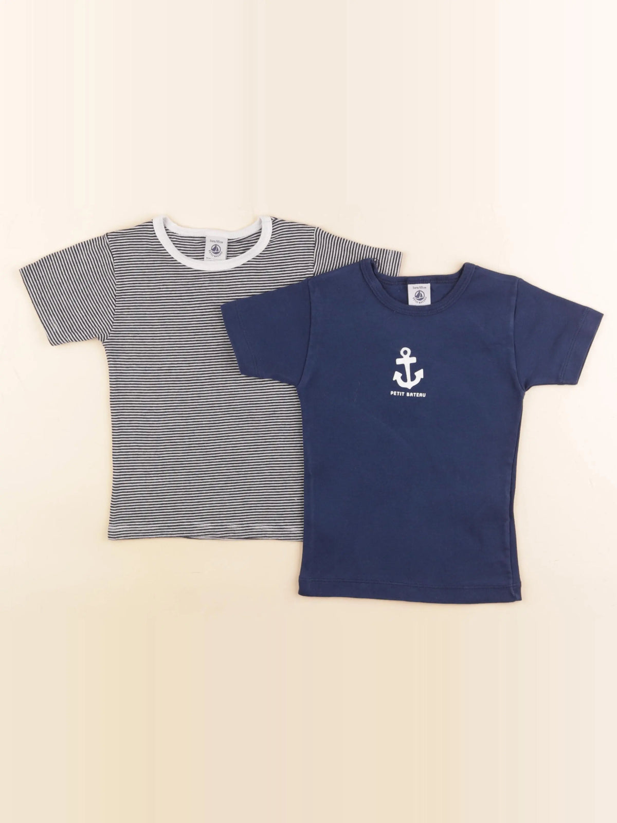 Petit Bateau - lot de 2 maillots de corps bleu - 3 ans