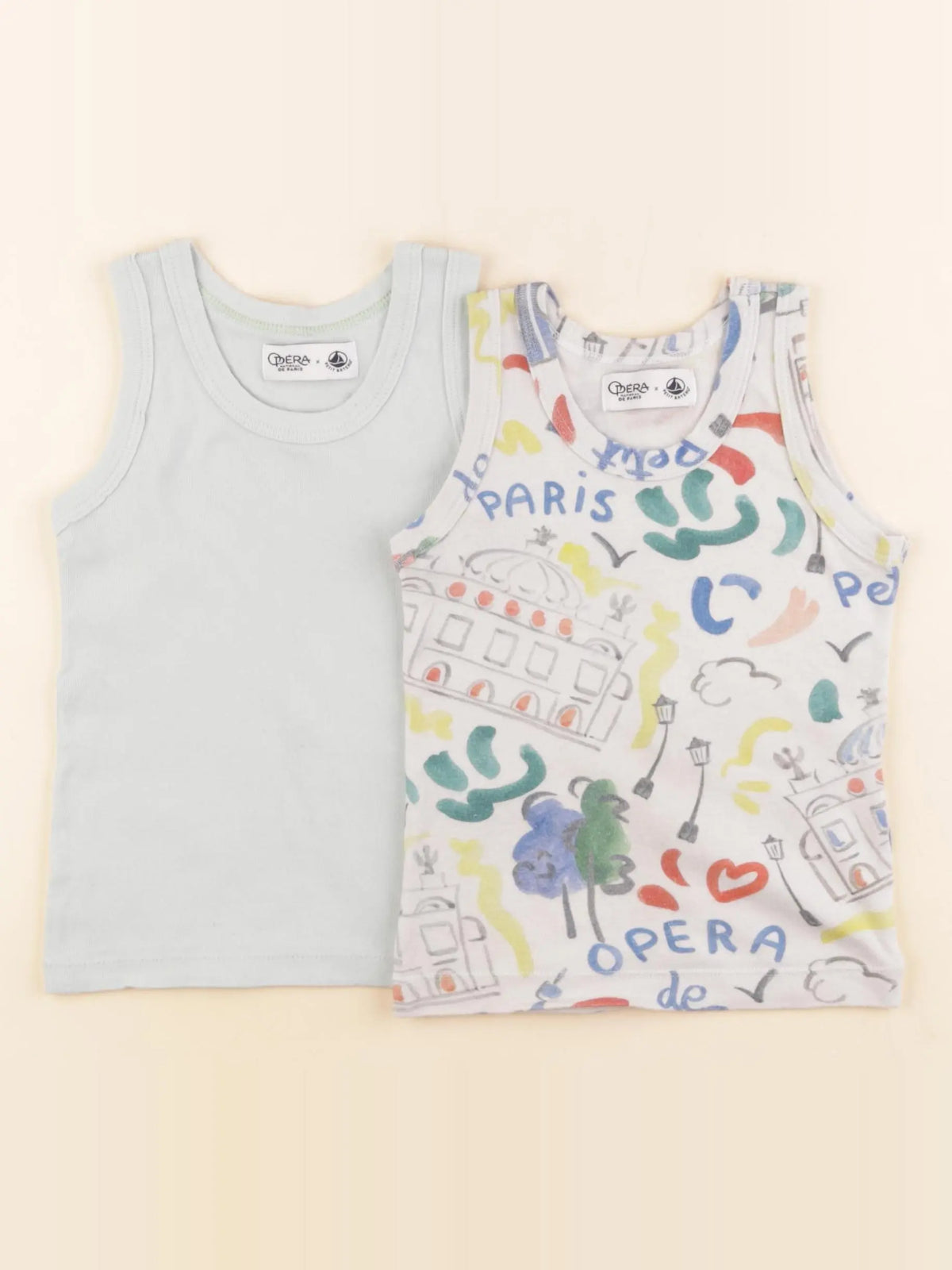 Petit Bateau - lot de 2 maillots de corps gris - 3 ans