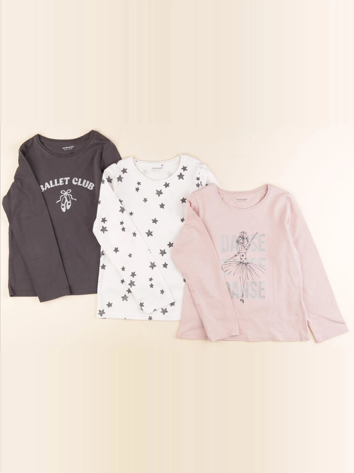 Vertbaudet - lot de 3 tee-shirts rose - 6 ans