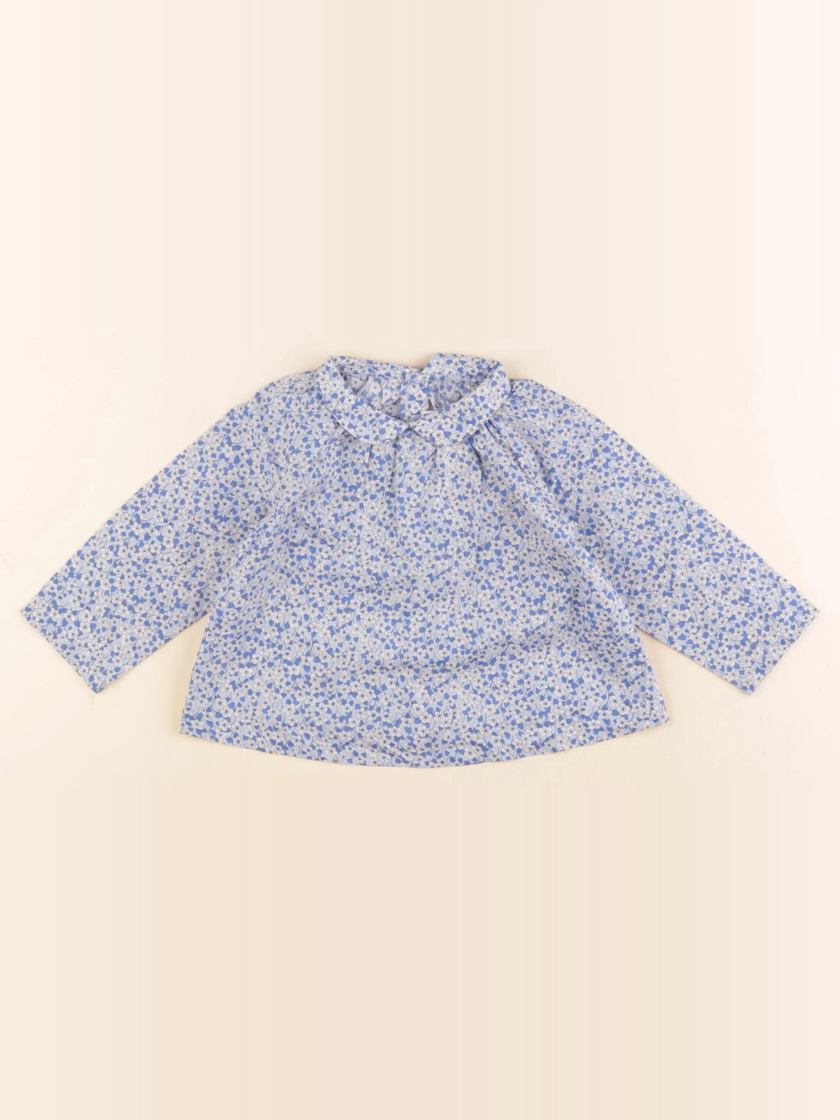Jacadi - blouse liberty bleu, blanc - 12 mois