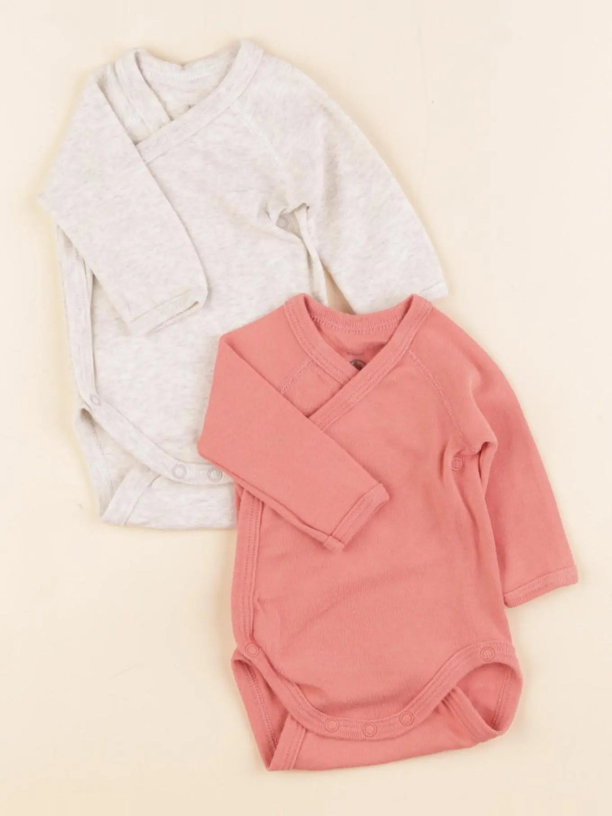 Petit Bateau - lot de 2 bodies en coton rose - 0 mois