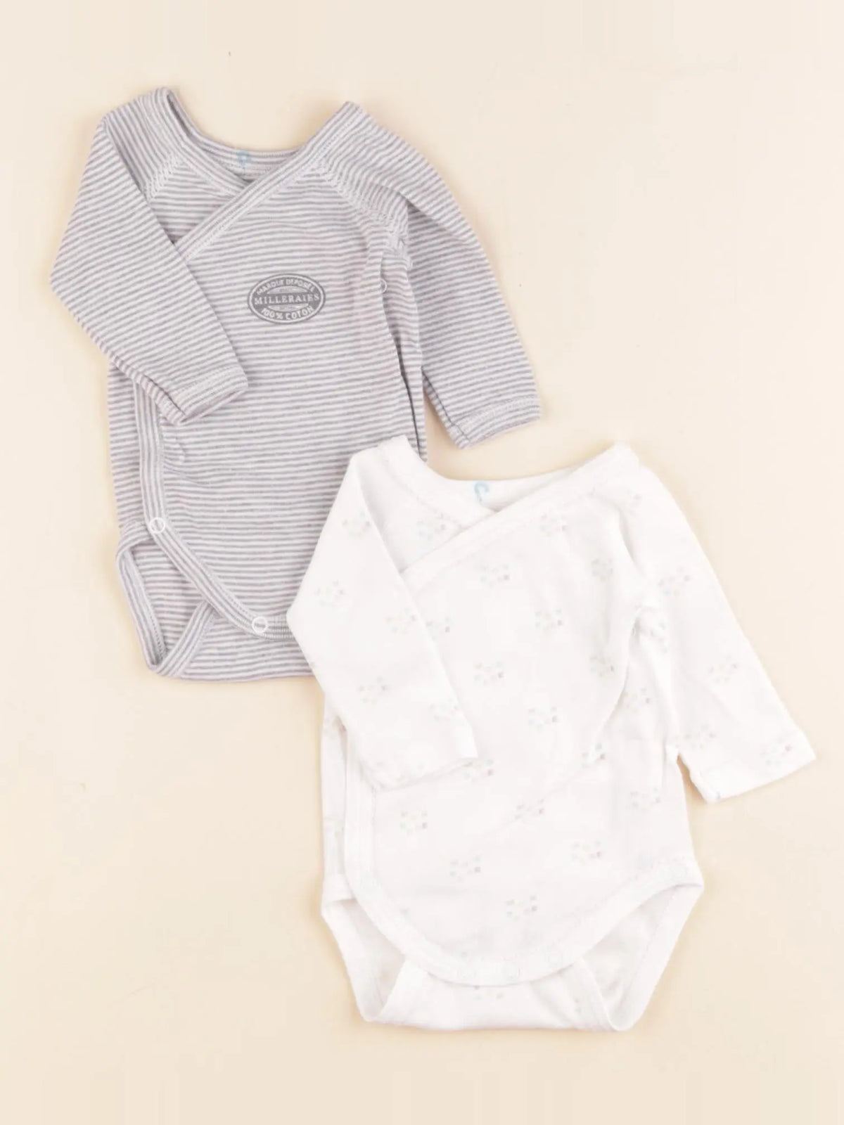 Petit Bateau - lot de 2 bodies en coton blanc - 0 mois