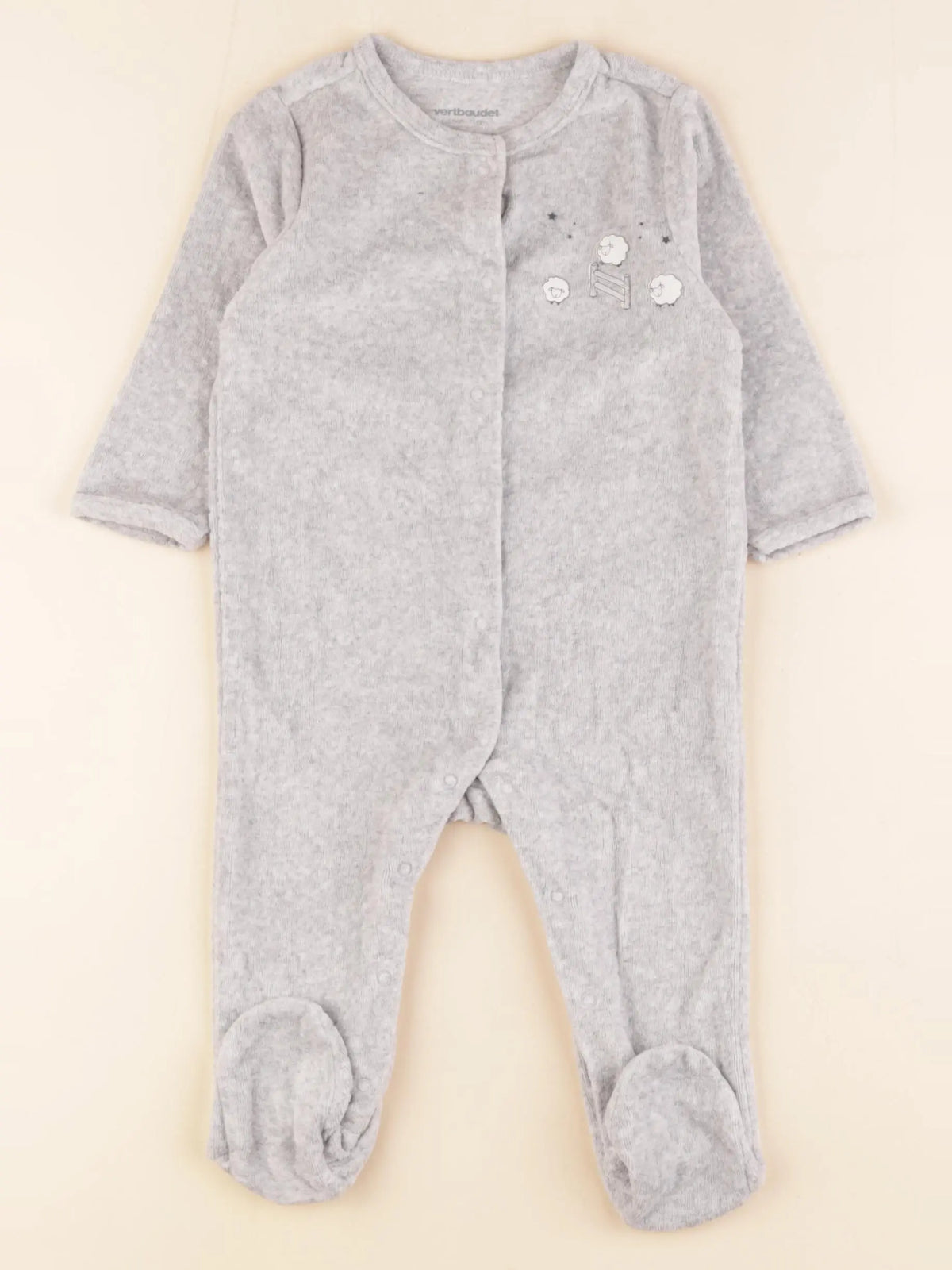 Vertbaudet - pyjama velours gris - 9 mois
