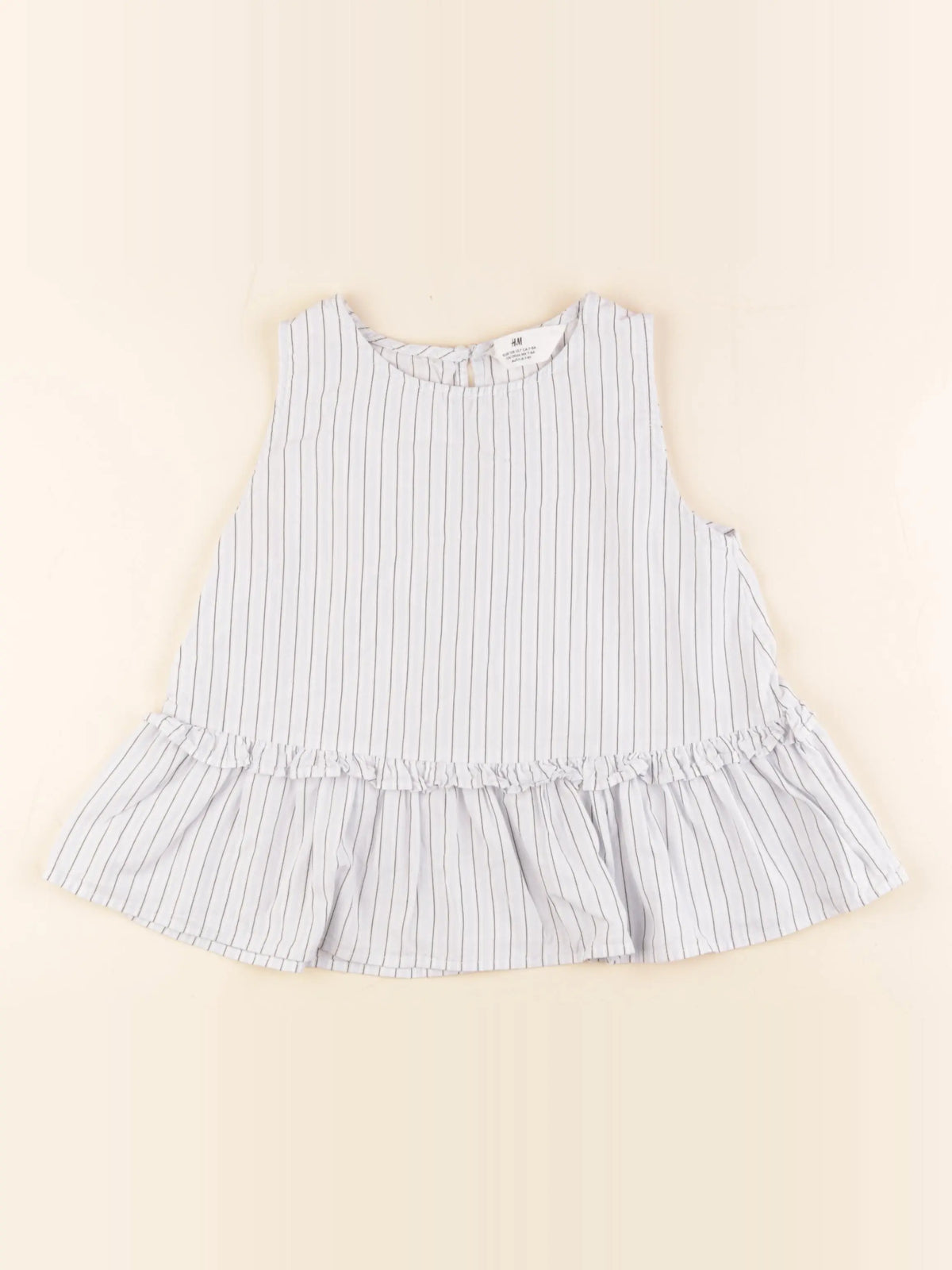 H&M - blouse bleu, blanc - 7/8 ans