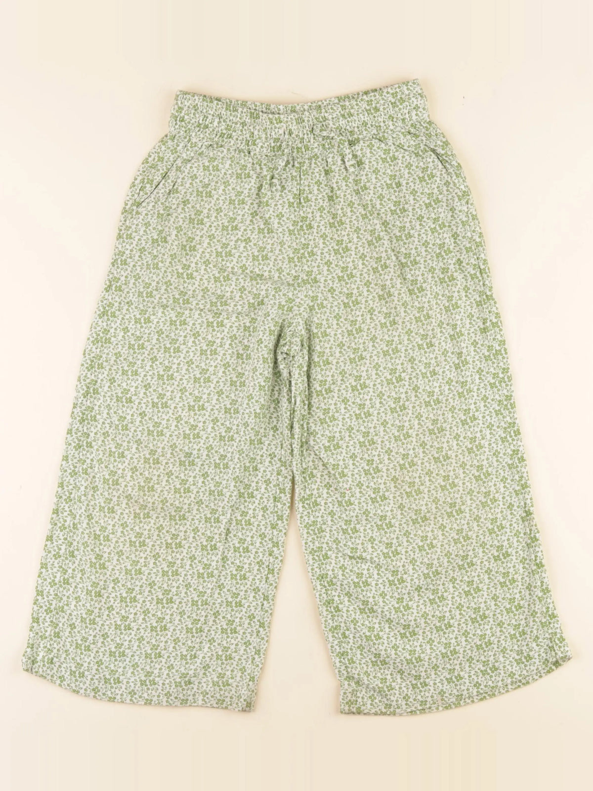 Monoprix - pantalon vert, blanc - 5 ans