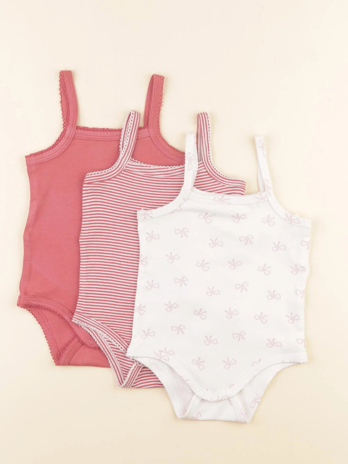 Vertbaudet - lot de 3 bodies en coton blanc, rouge - 1 an