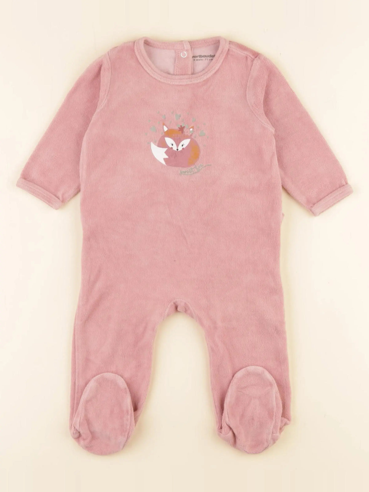Vertbaudet - pyjama velours rose - 9 mois
