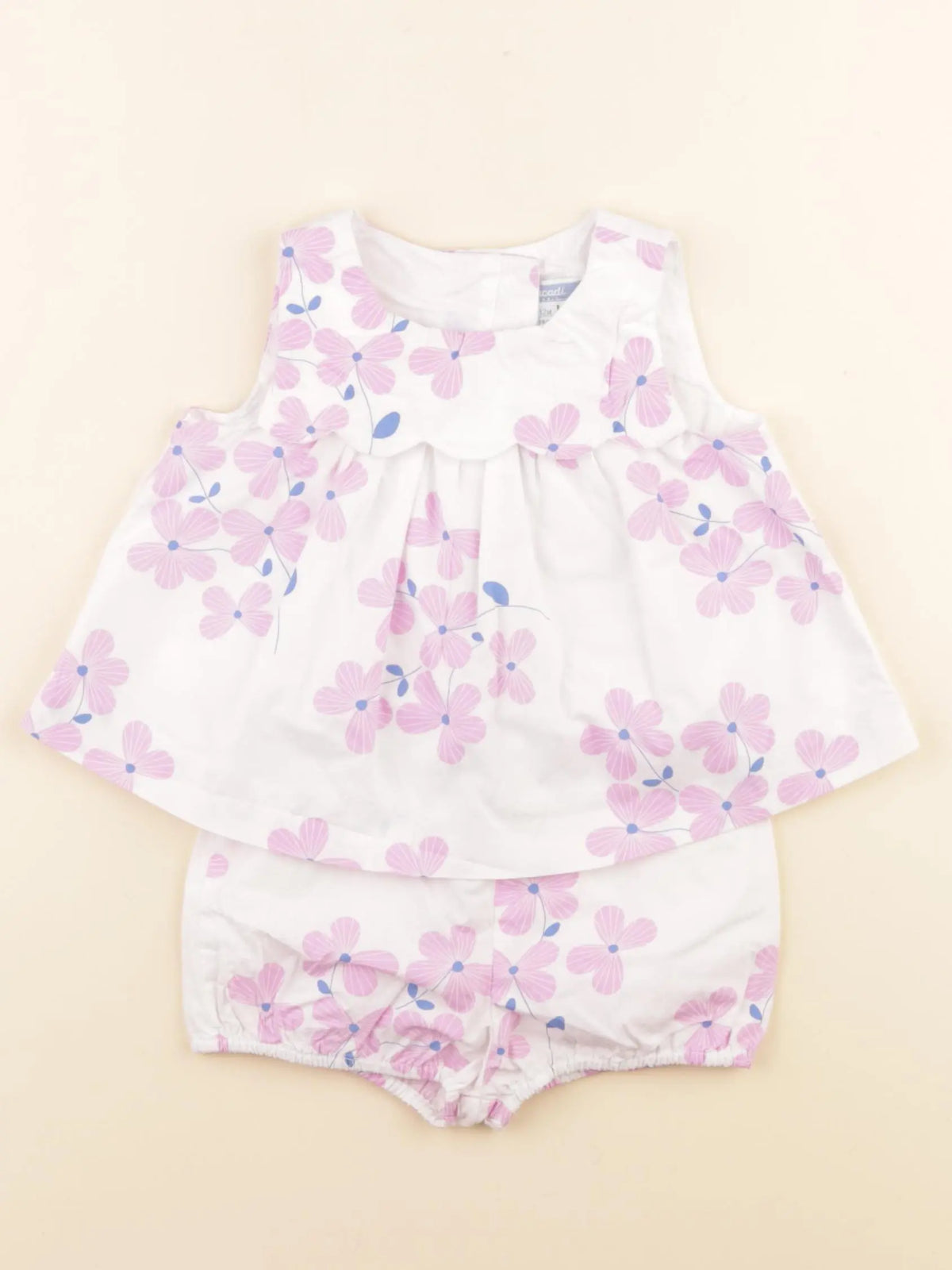 Jacadi - ensemble blanc, violet - 12 mois