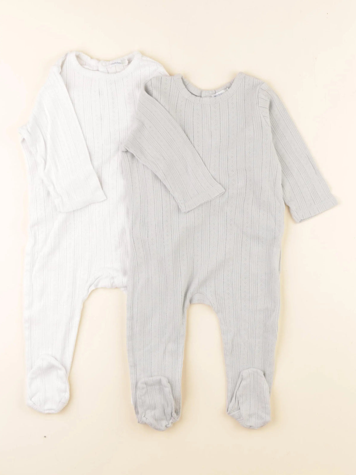 Boutchou - lot de 2 pyjamas coton blanc, vert - 9 mois