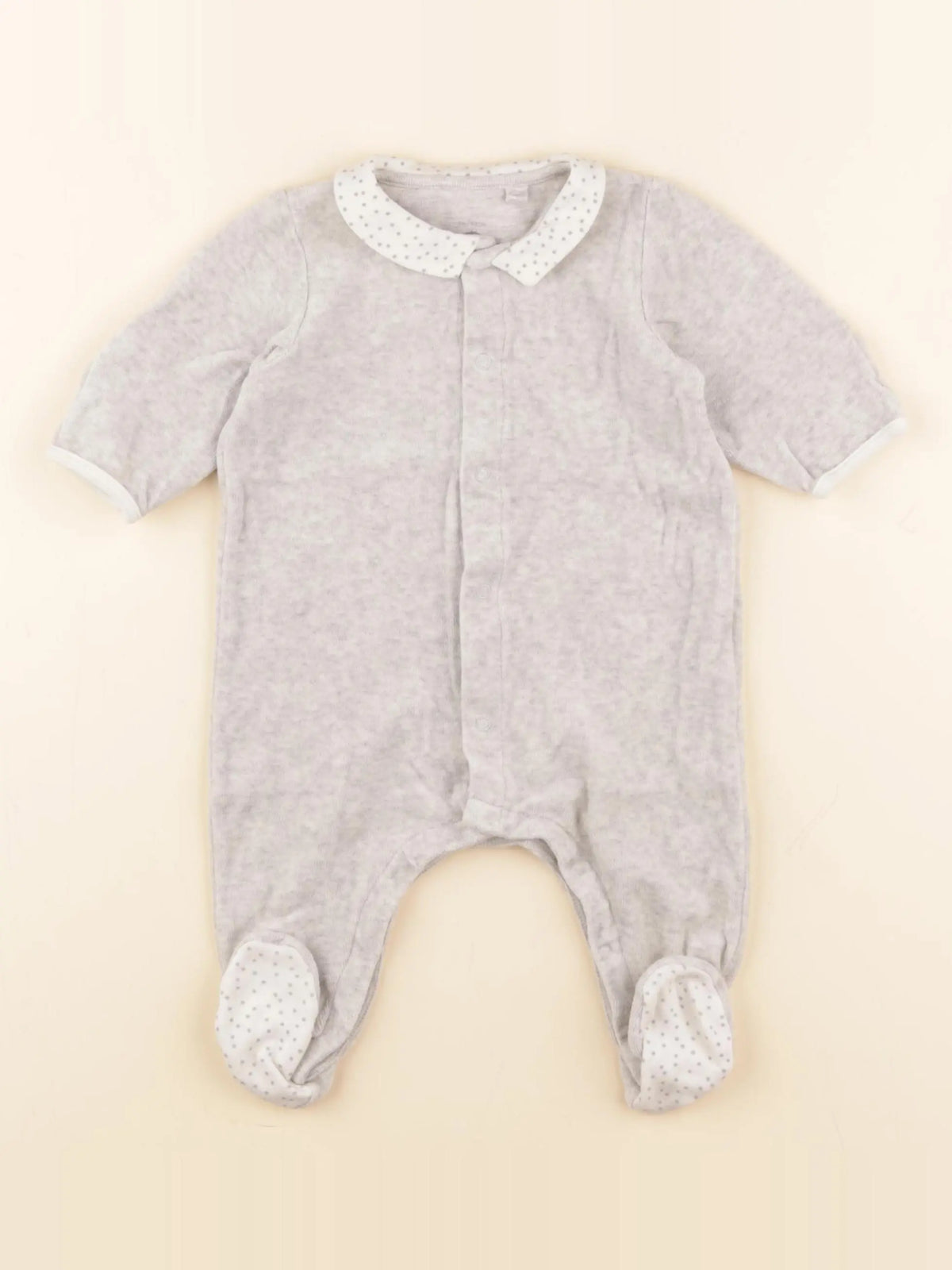 Petit Bateau - pyjama velours gris - 3 mois