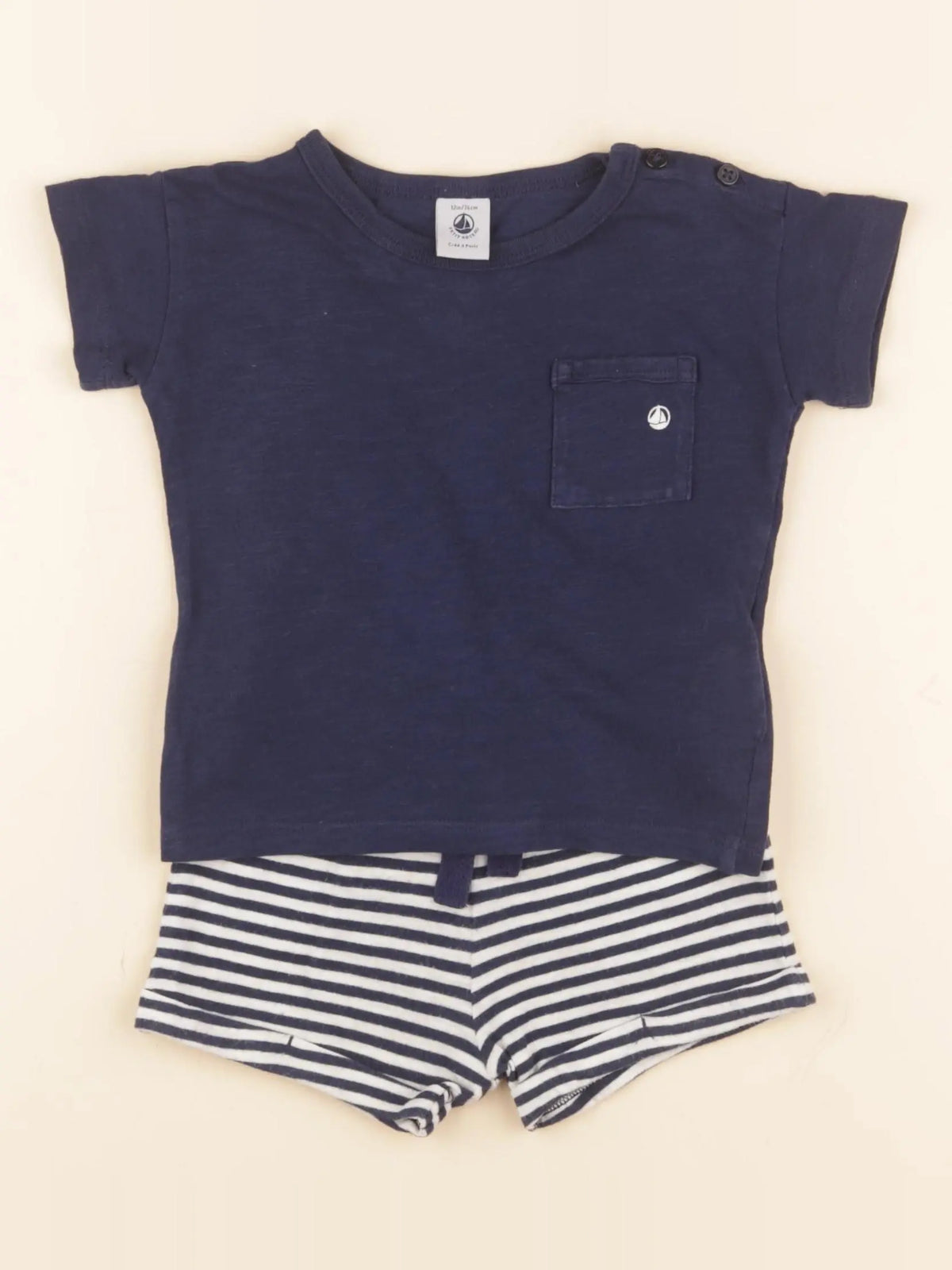 Petit Bateau - pyjama coton bleu - 12 mois