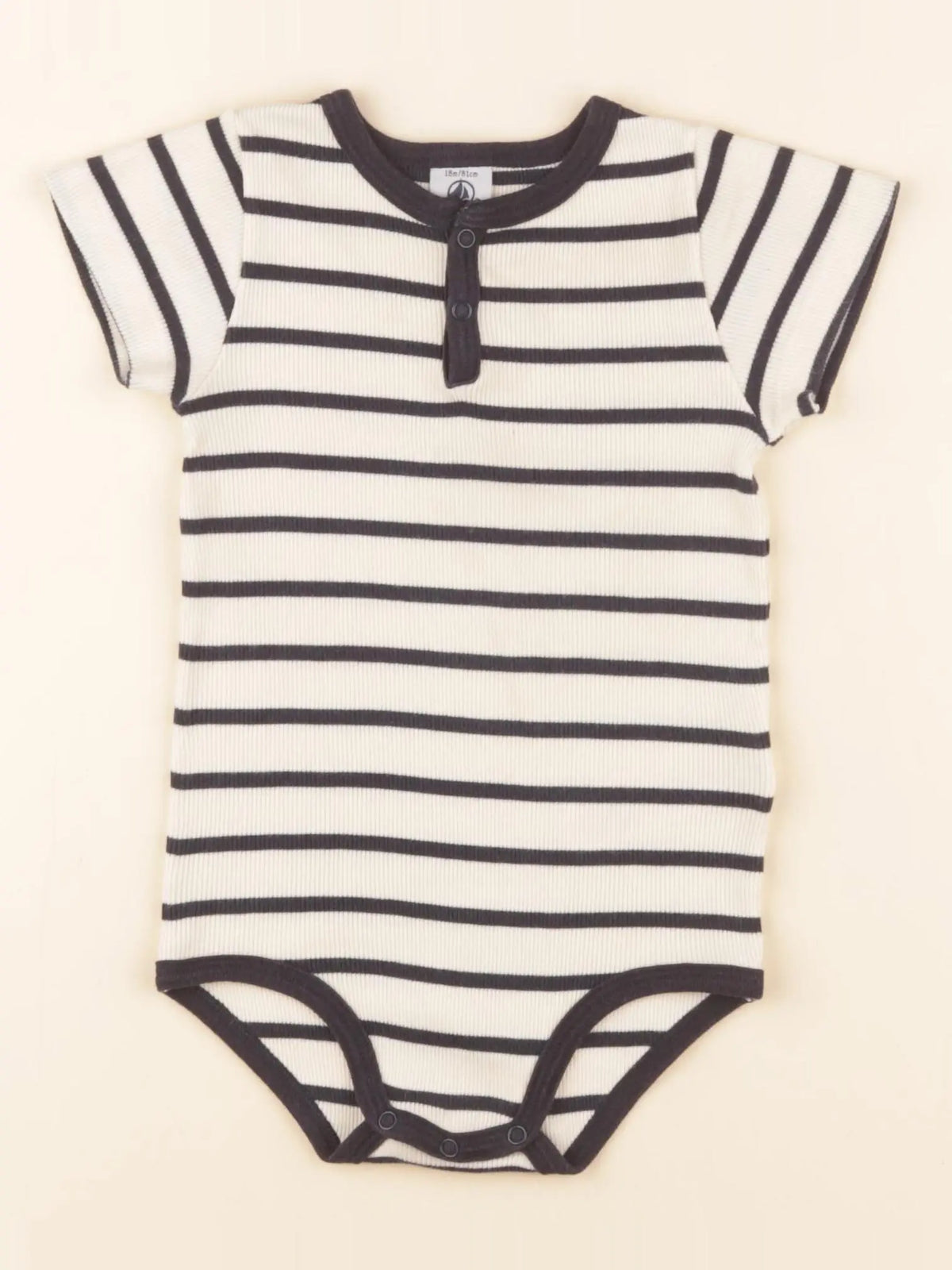 Petit Bateau - body tee-shirt blanc, bleu - 18 mois