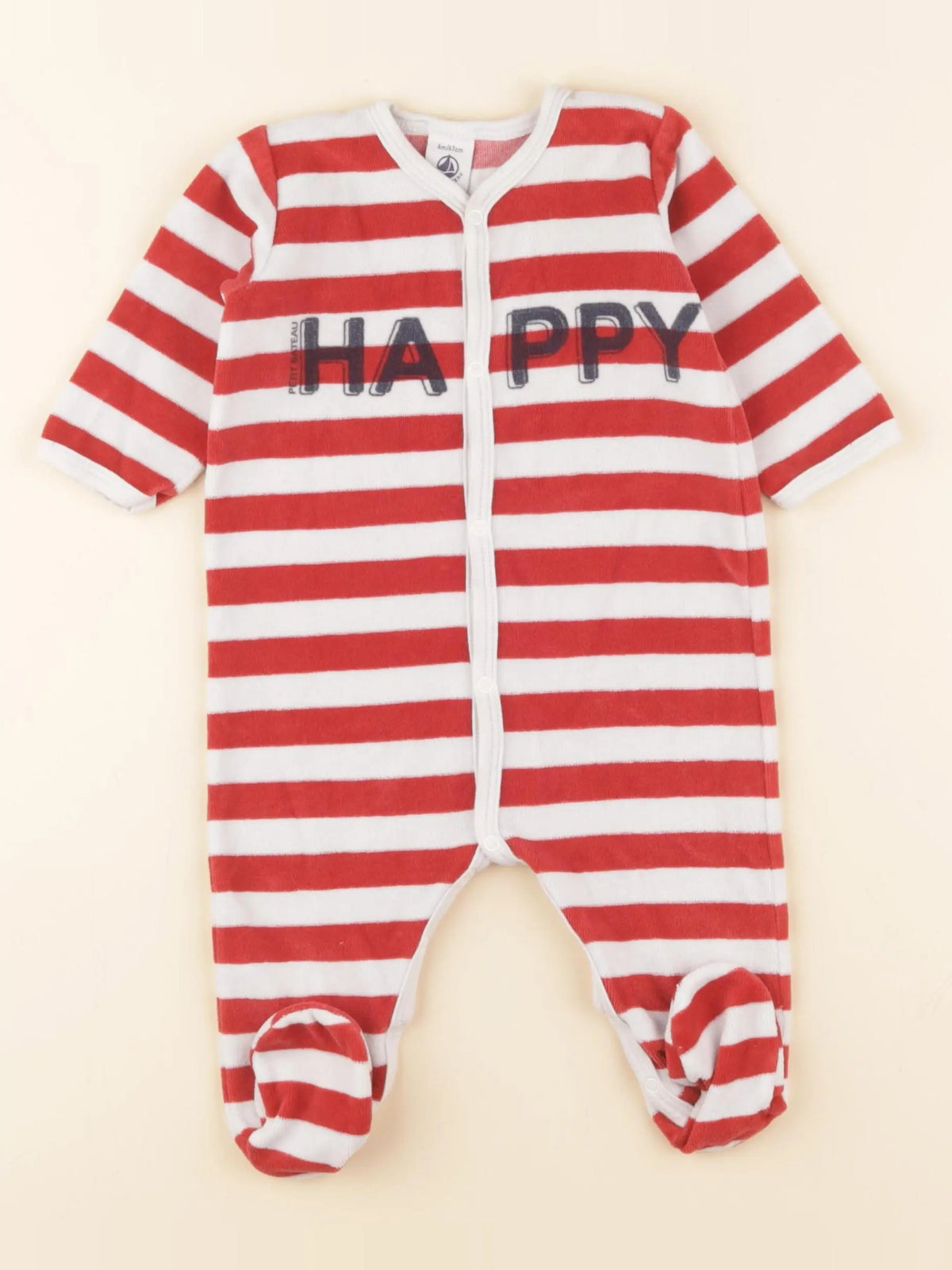 Petit Bateau - pyjama velours rouge - 6 mois