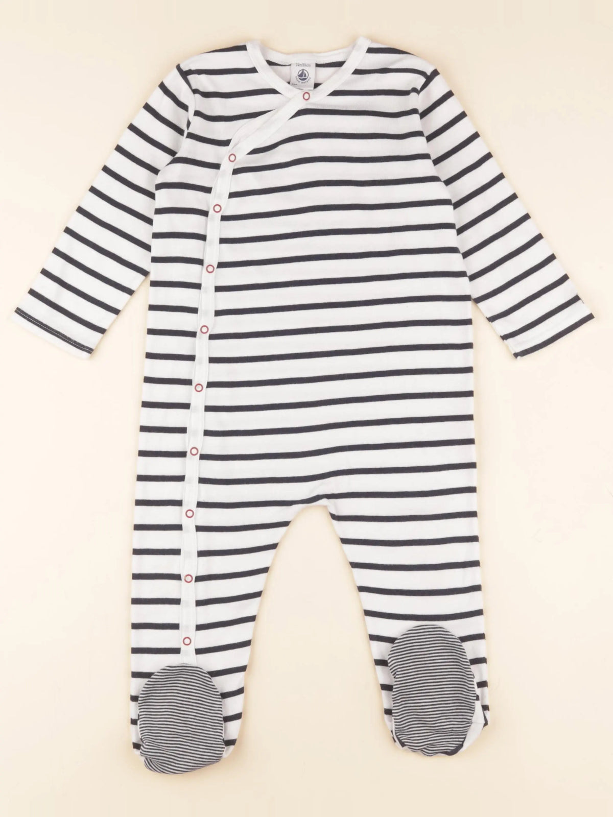Petit Bateau - pyjama coton bleu, blanc - 24 mois