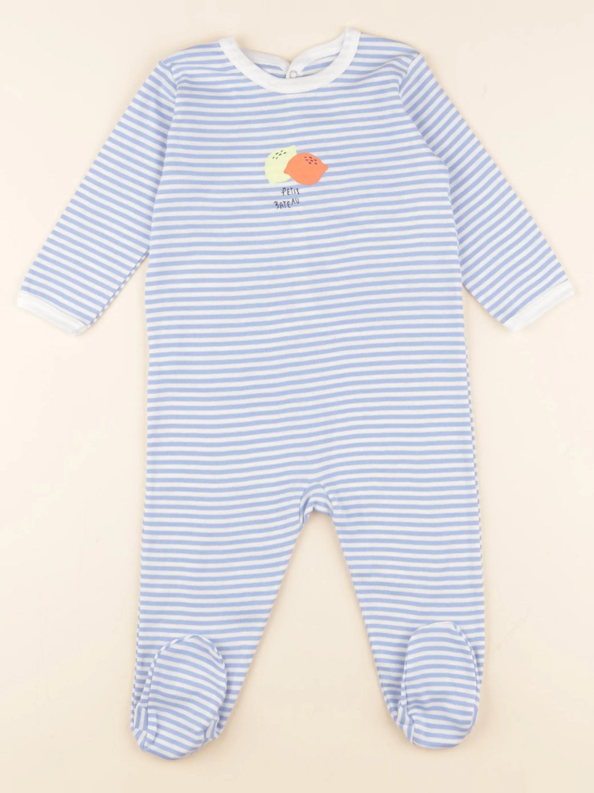 Petit Bateau - pyjama coton bleu - 12 mois