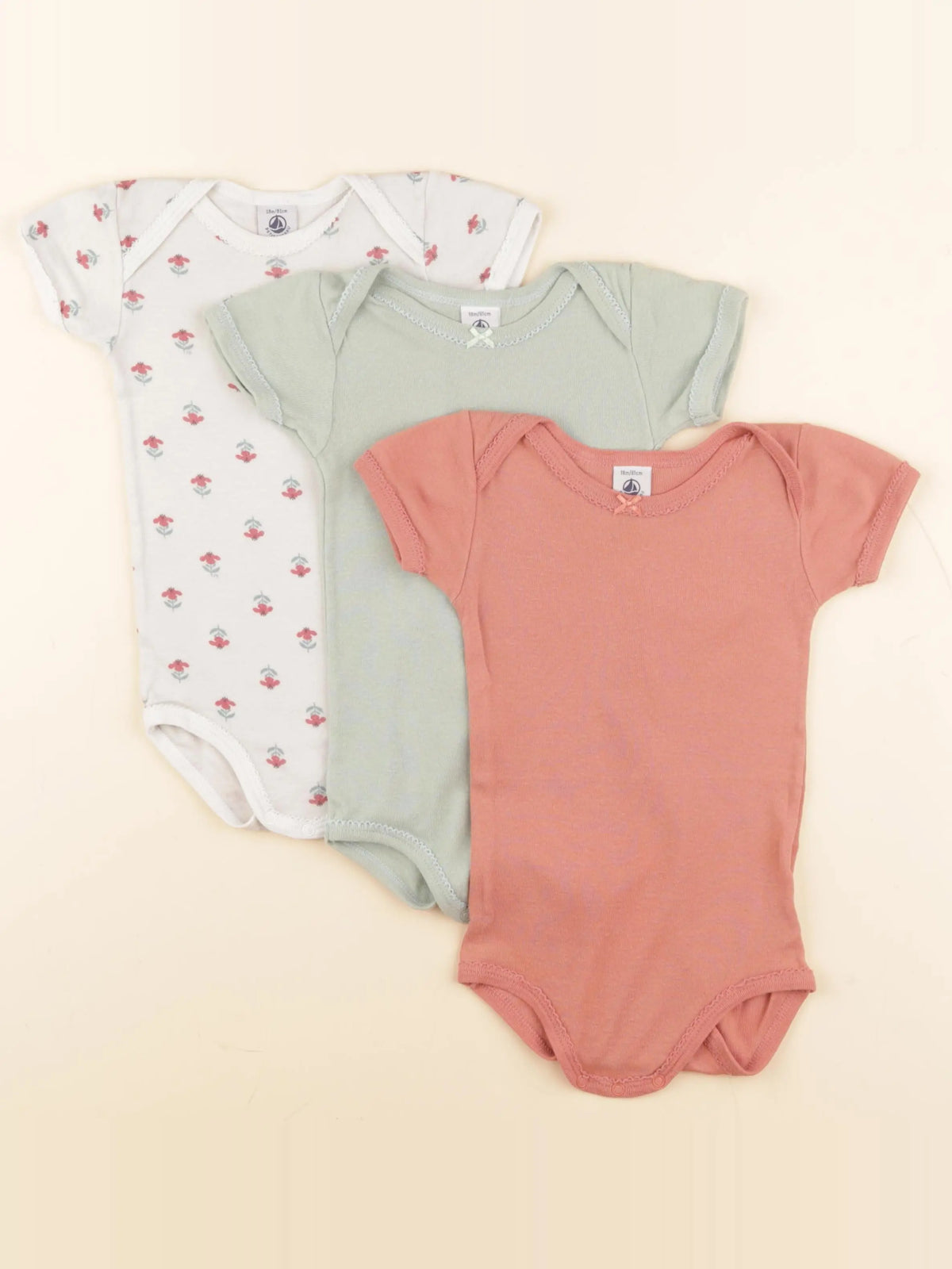Petit Bateau - lot de 3 bodies en coton multicolore - 18 mois