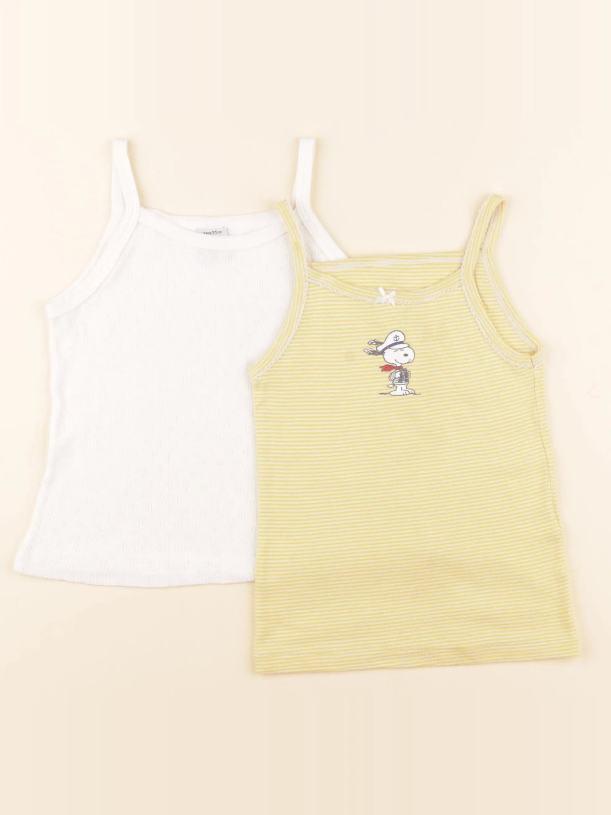 Petit Bateau - lot de 2 maillots de corps jaune, blanc - 3 ans