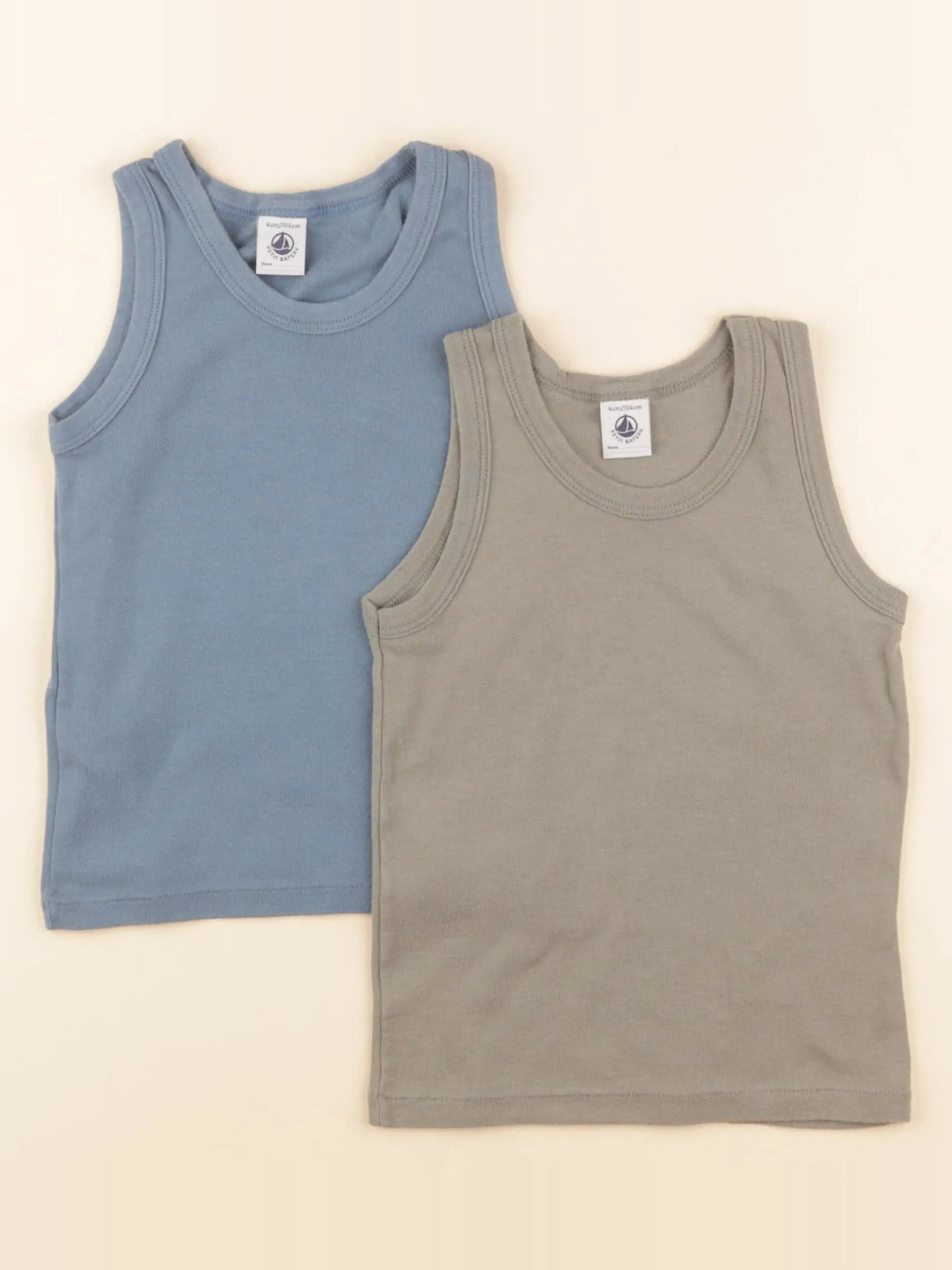 Petit Bateau - lot de 2 maillots de corps bleu, vert - 4 ans