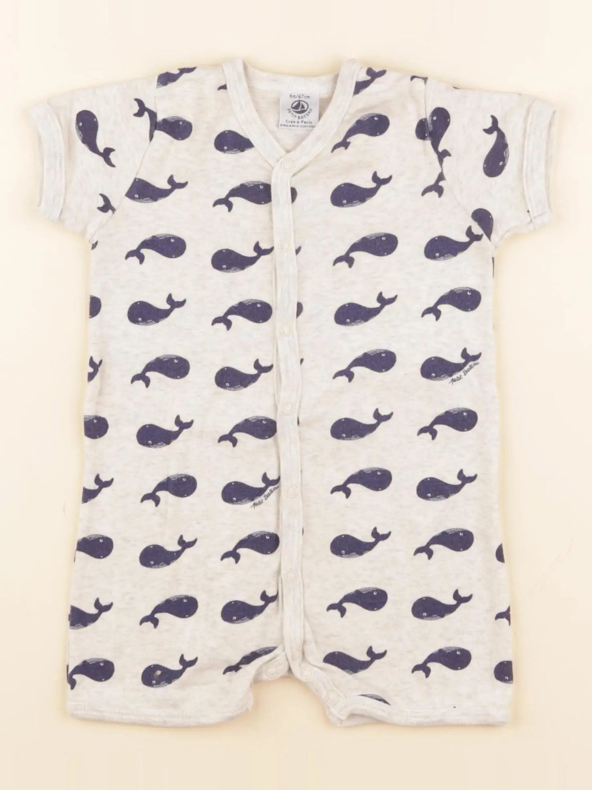 Petit Bateau - pyjama coton bleu, gris - 6 mois