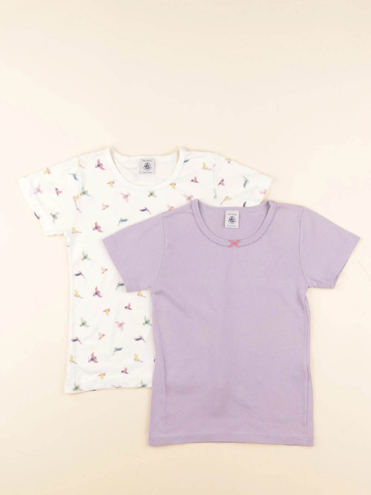 Petit Bateau - lot de 2 maillots de corps violet, multicolore - 8 ans