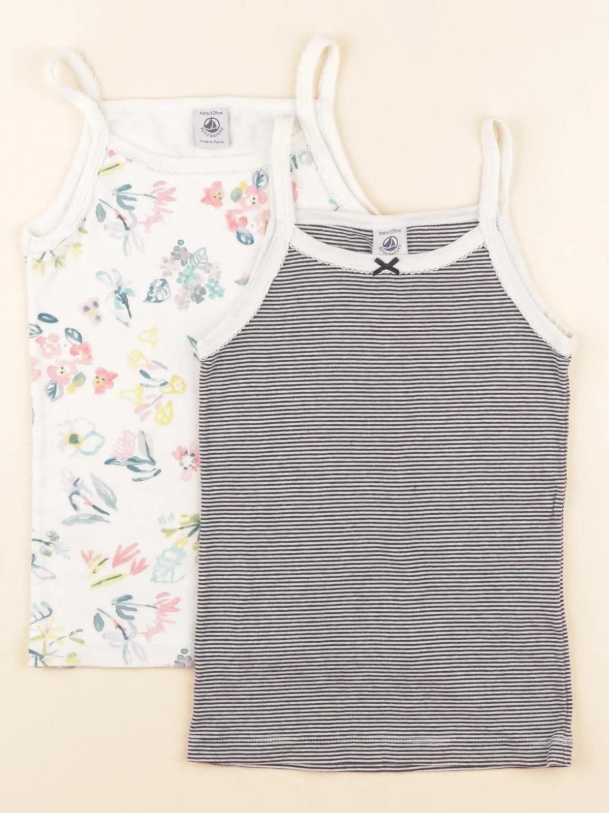 Petit Bateau - lot de 2 maillots de corps multicolore - 8 ans