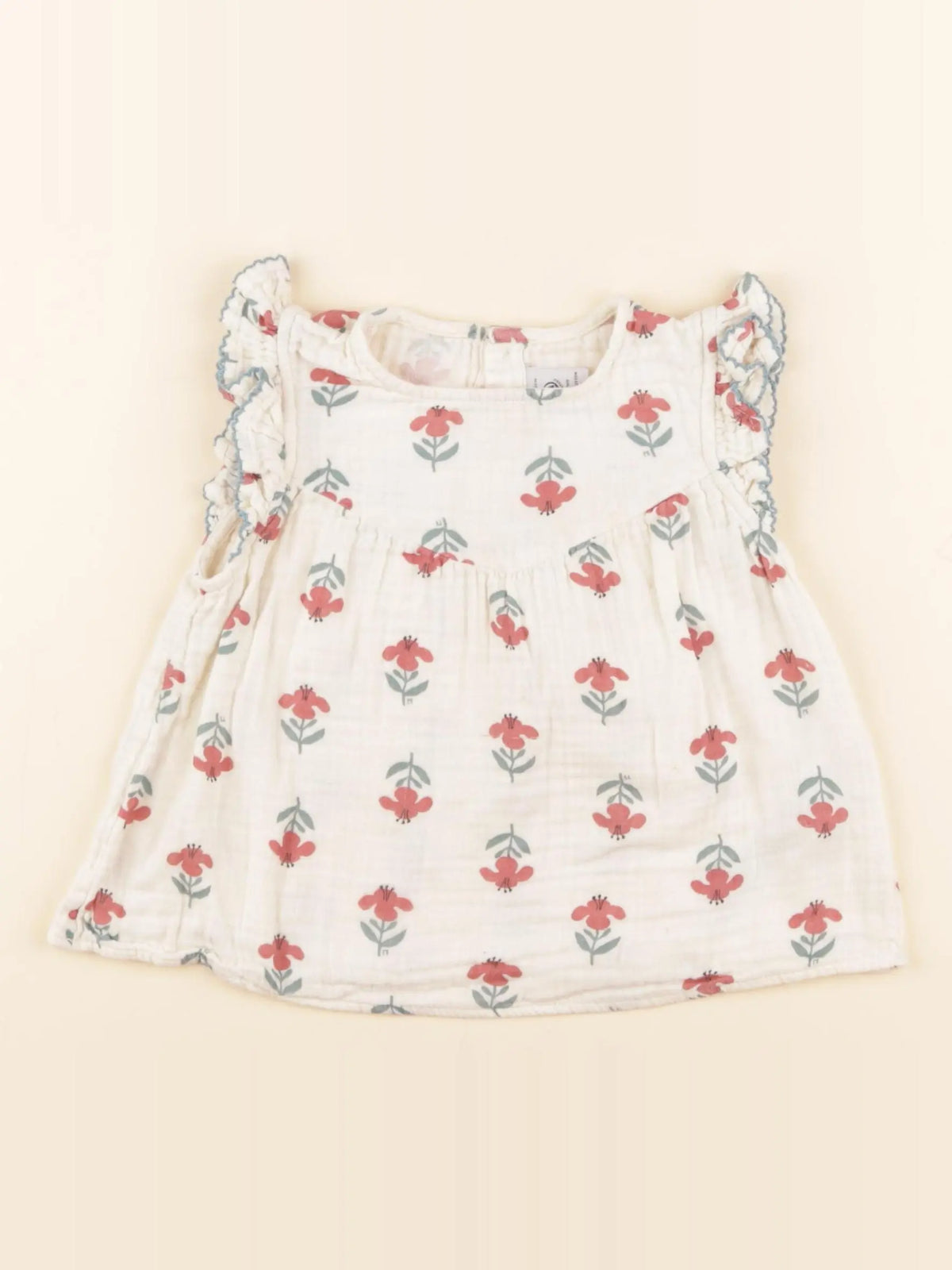 Petit Bateau - blouse beige, rouge - 24 mois