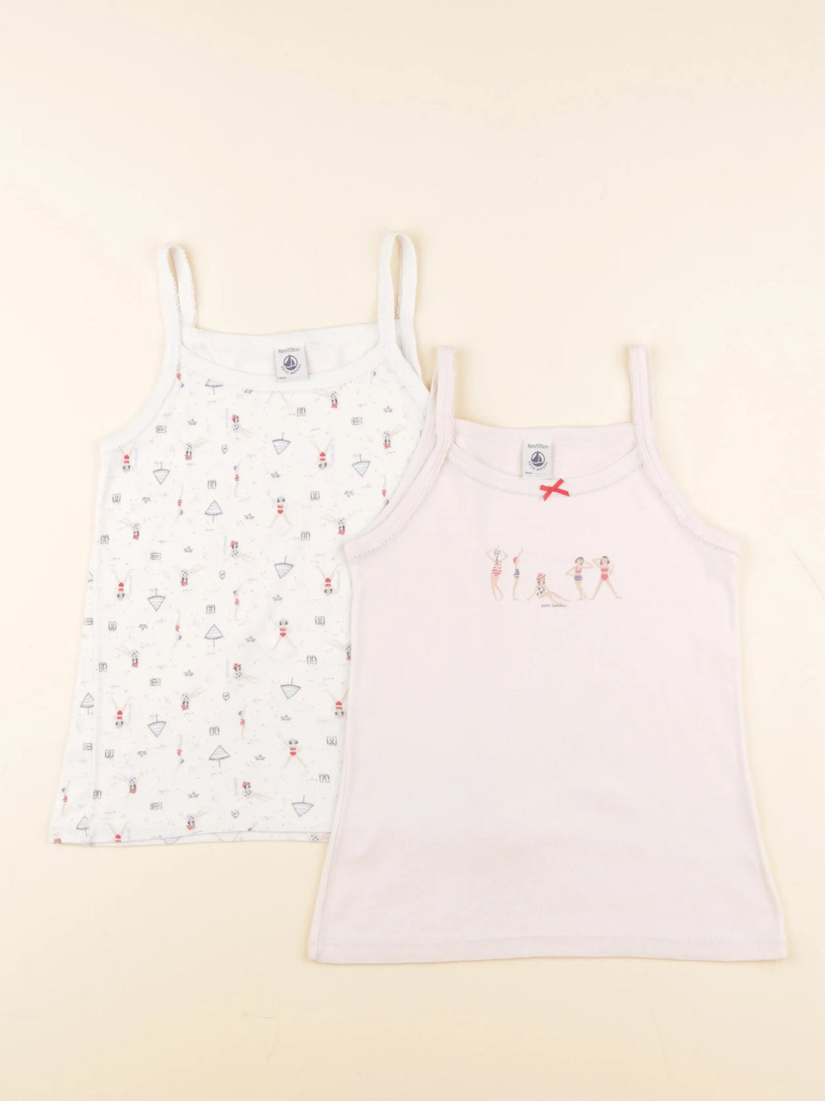 Petit Bateau - lot de 2 maillots de corps blanc, rose - 8 ans