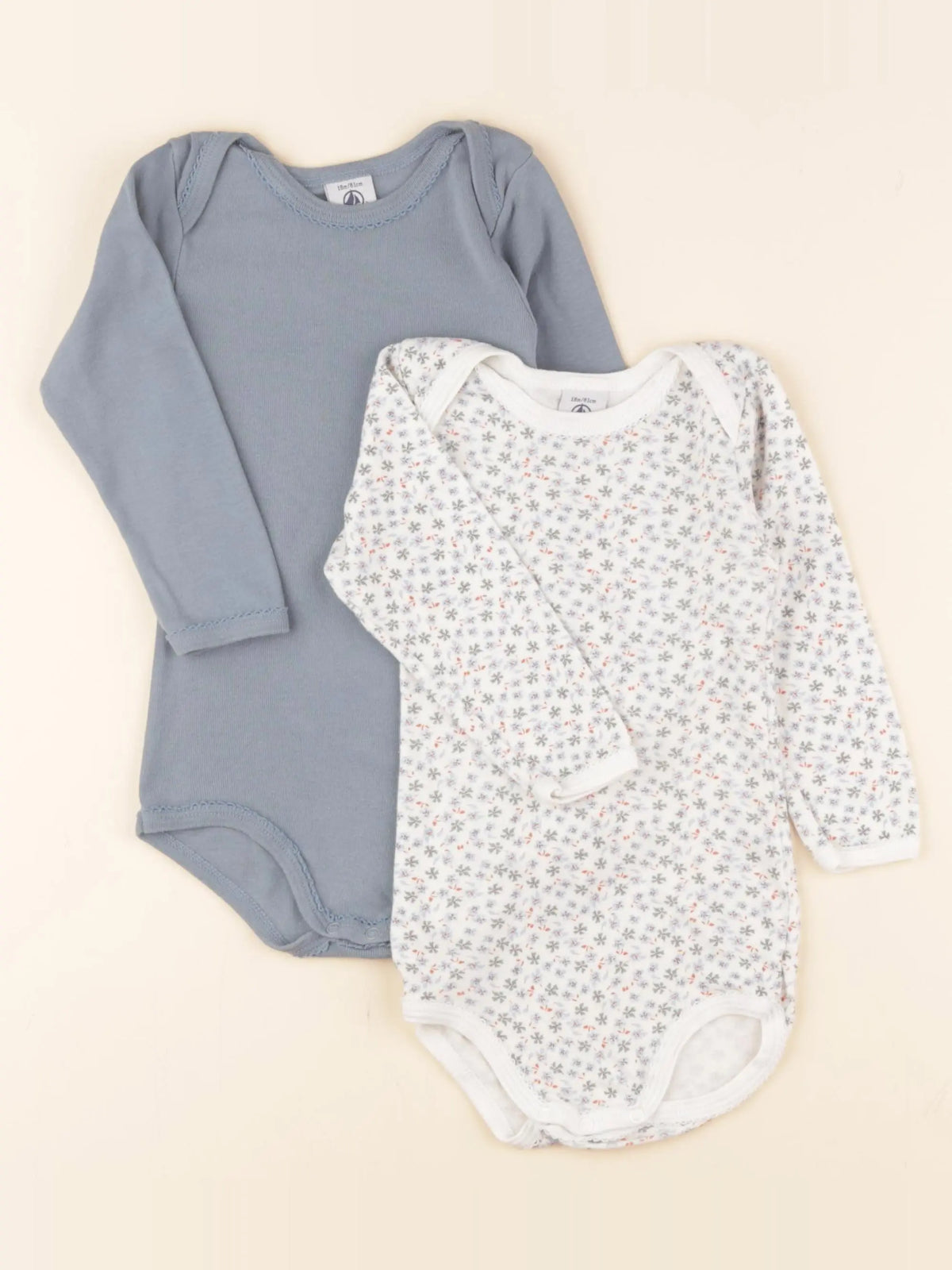 Petit Bateau - lot de 2 bodies en coton bleu, multicolore - 18 mois