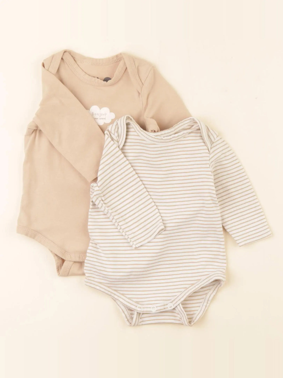 Tape à l'oeil - lot de 2 bodies en coton beige - 3 mois