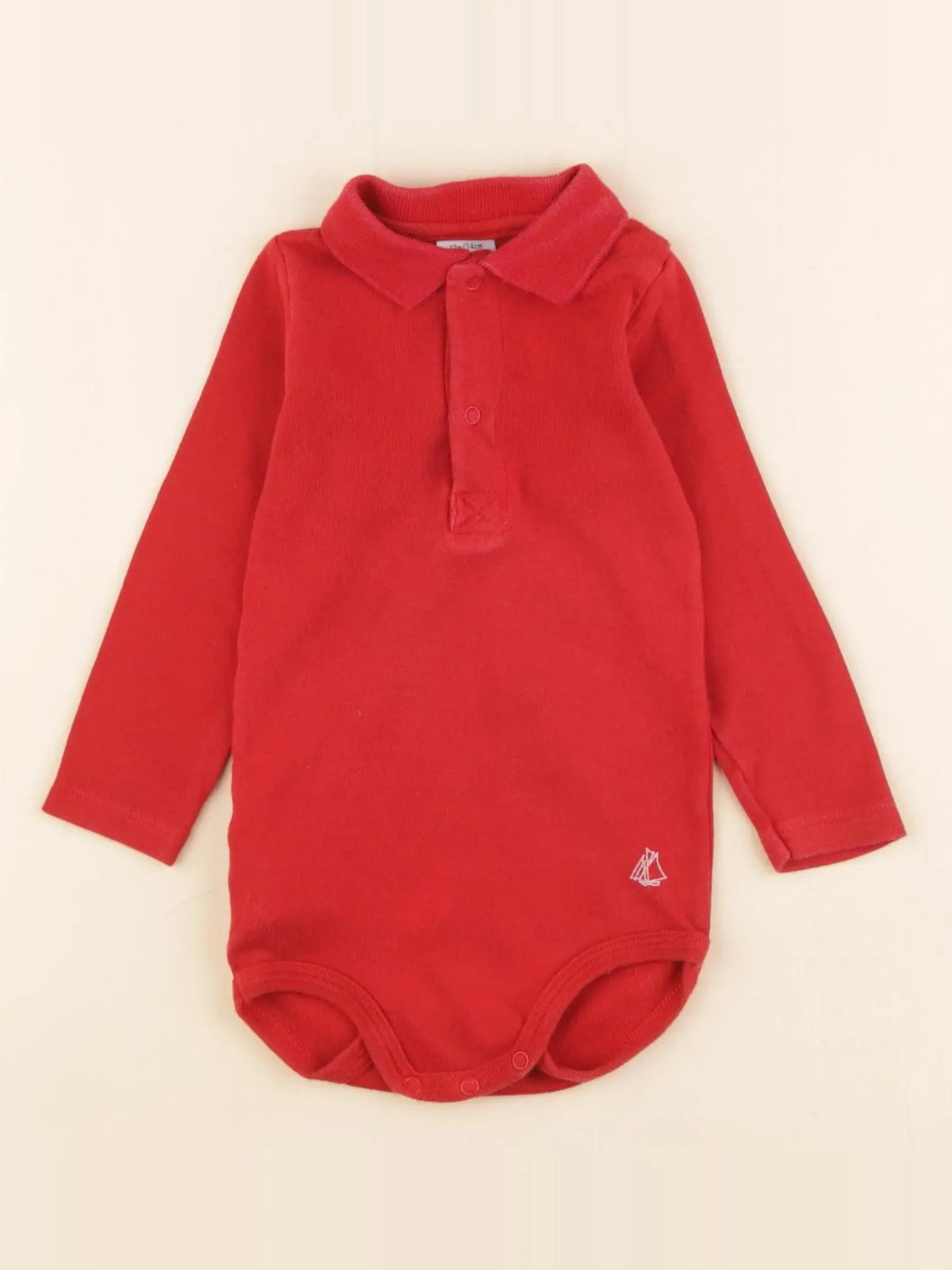 Petit Bateau - body à col rouge - 12 mois