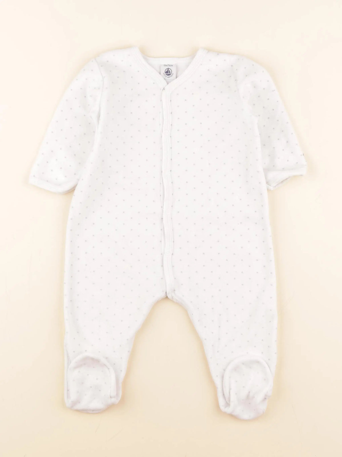 Petit Bateau - pyjama velours blanc - 12 mois