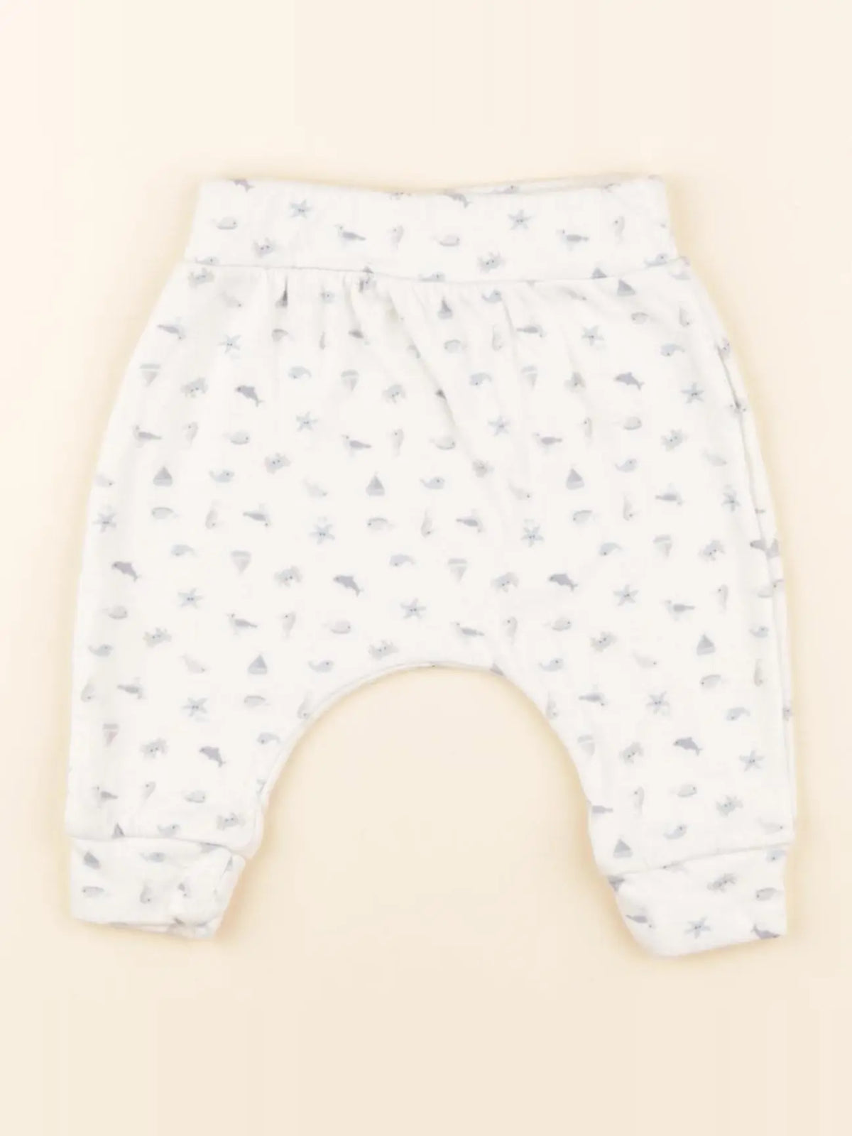 Petit Bateau - sarouel blanc, bleu - 3 mois