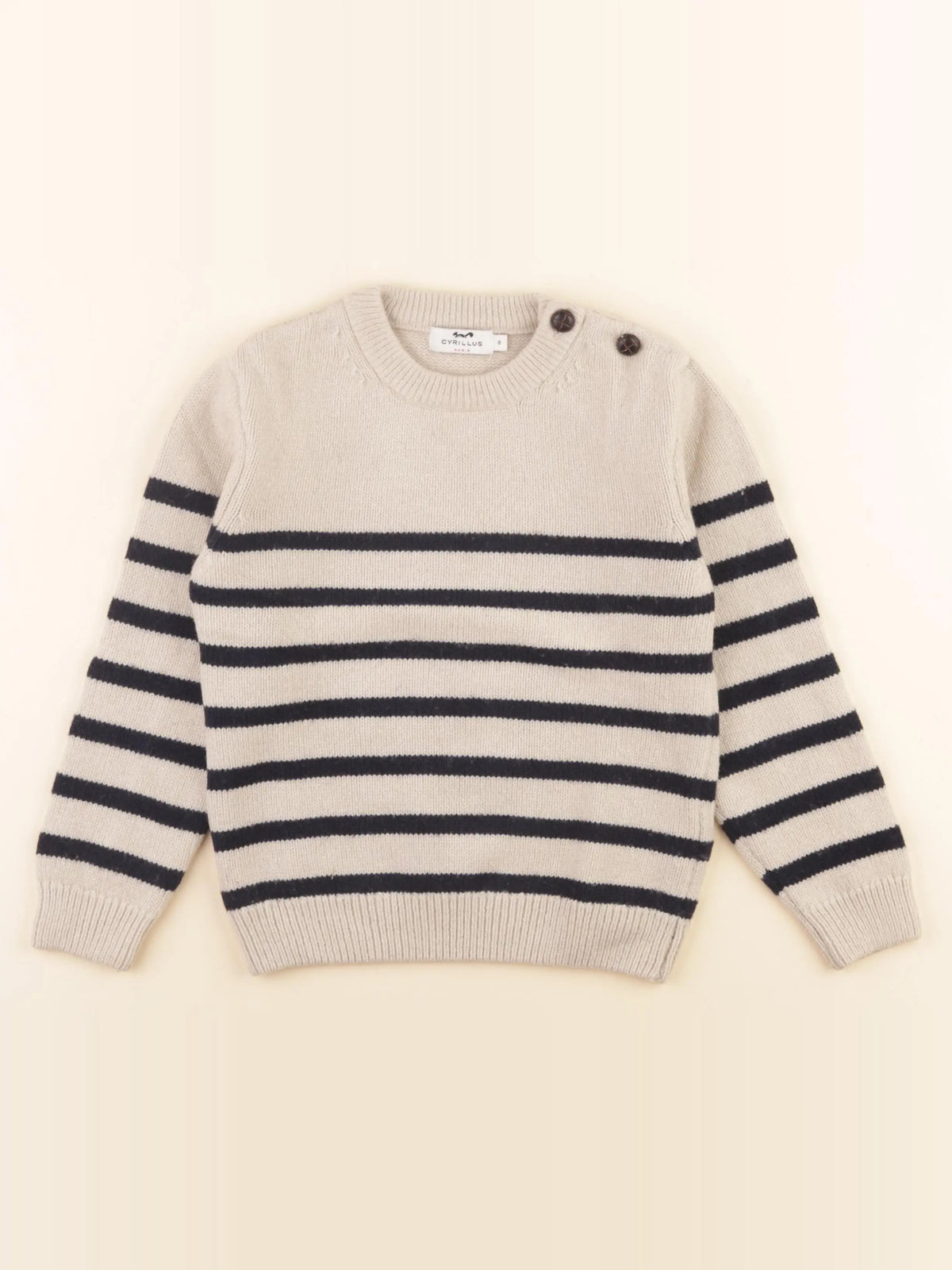 Cyrillus - pull beige, bleu - 6 ans