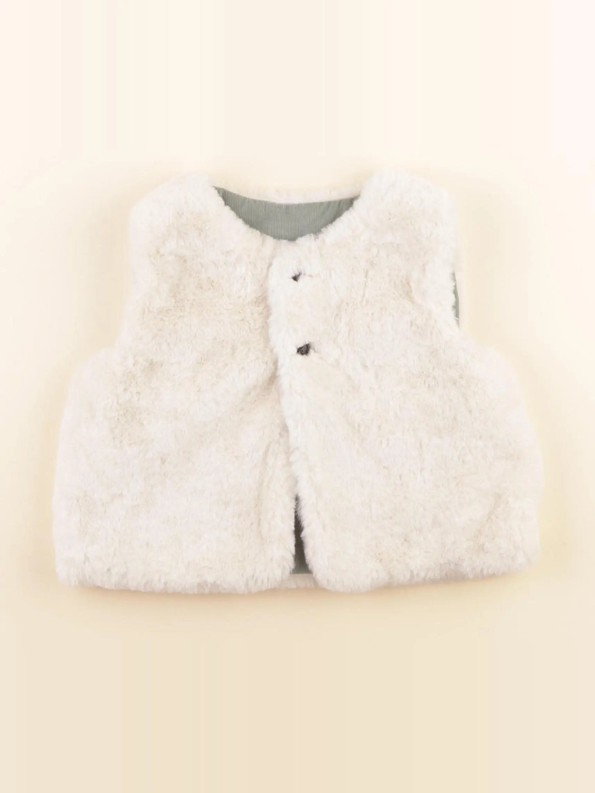 Cyrillus - gilet réversible beige, vert - 18 mois