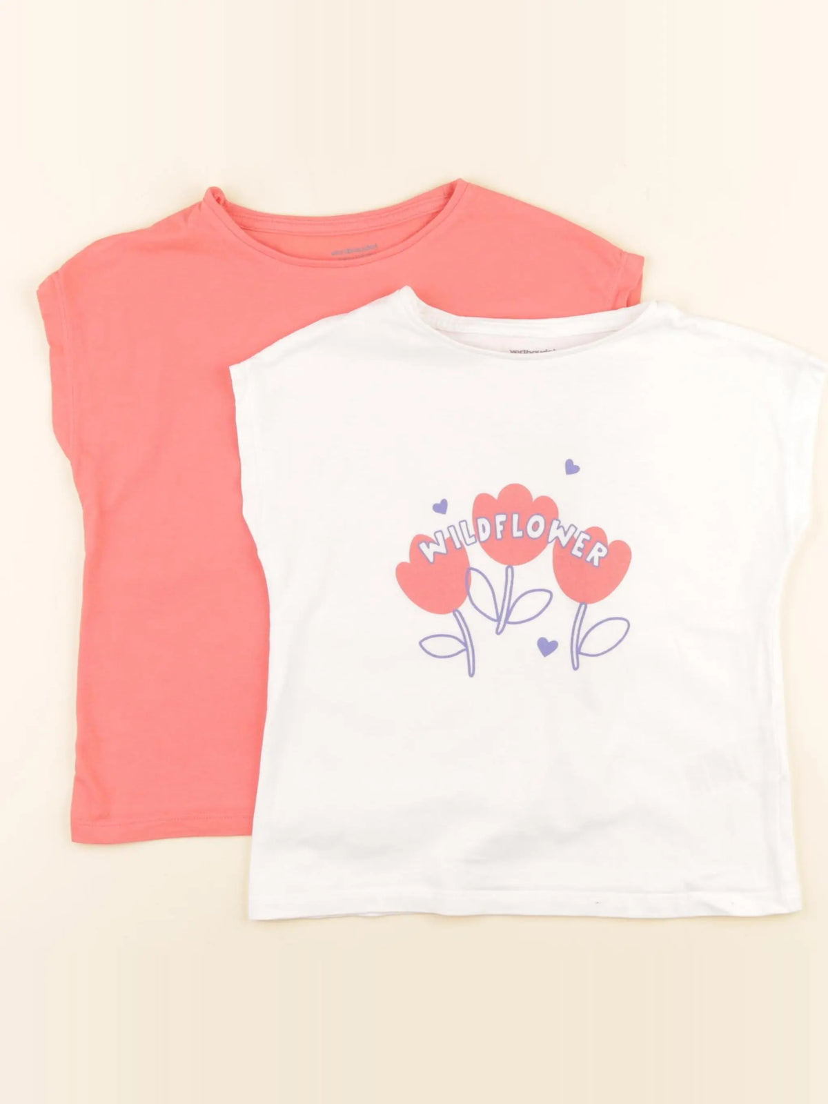 Vertbaudet - lot de 2 tee-shirts rose, blanc - 5 ans
